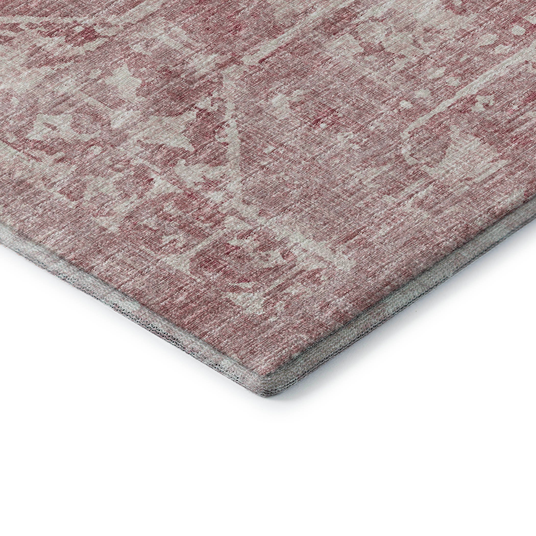 Bangkok Machine Washable Traditional Pink Rug 1'8" x 2'6" #shape_Rectangle