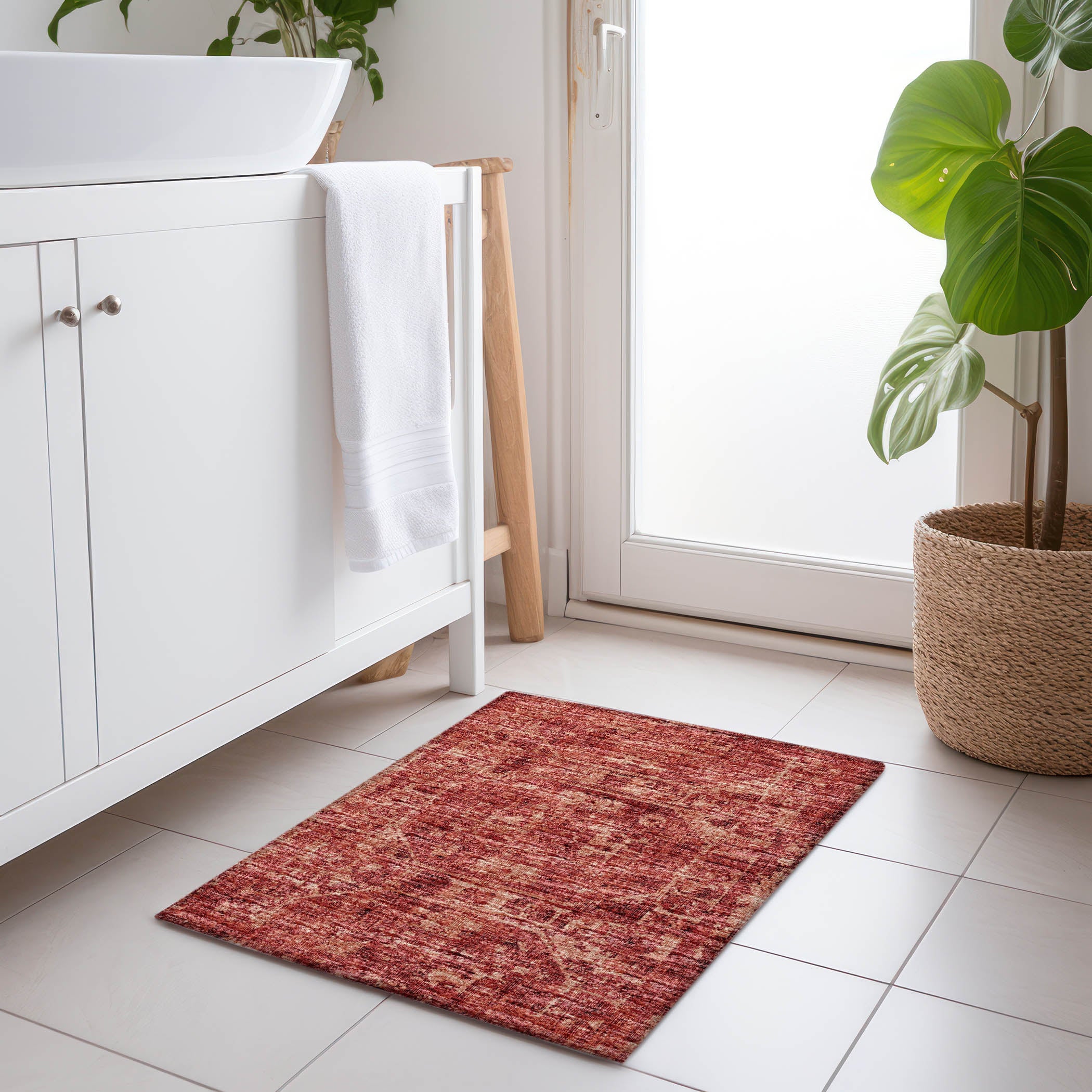 Bangkok Machine Washable Traditional Spice Red Rug 1'8" x 2'6" #shape_Rectangle