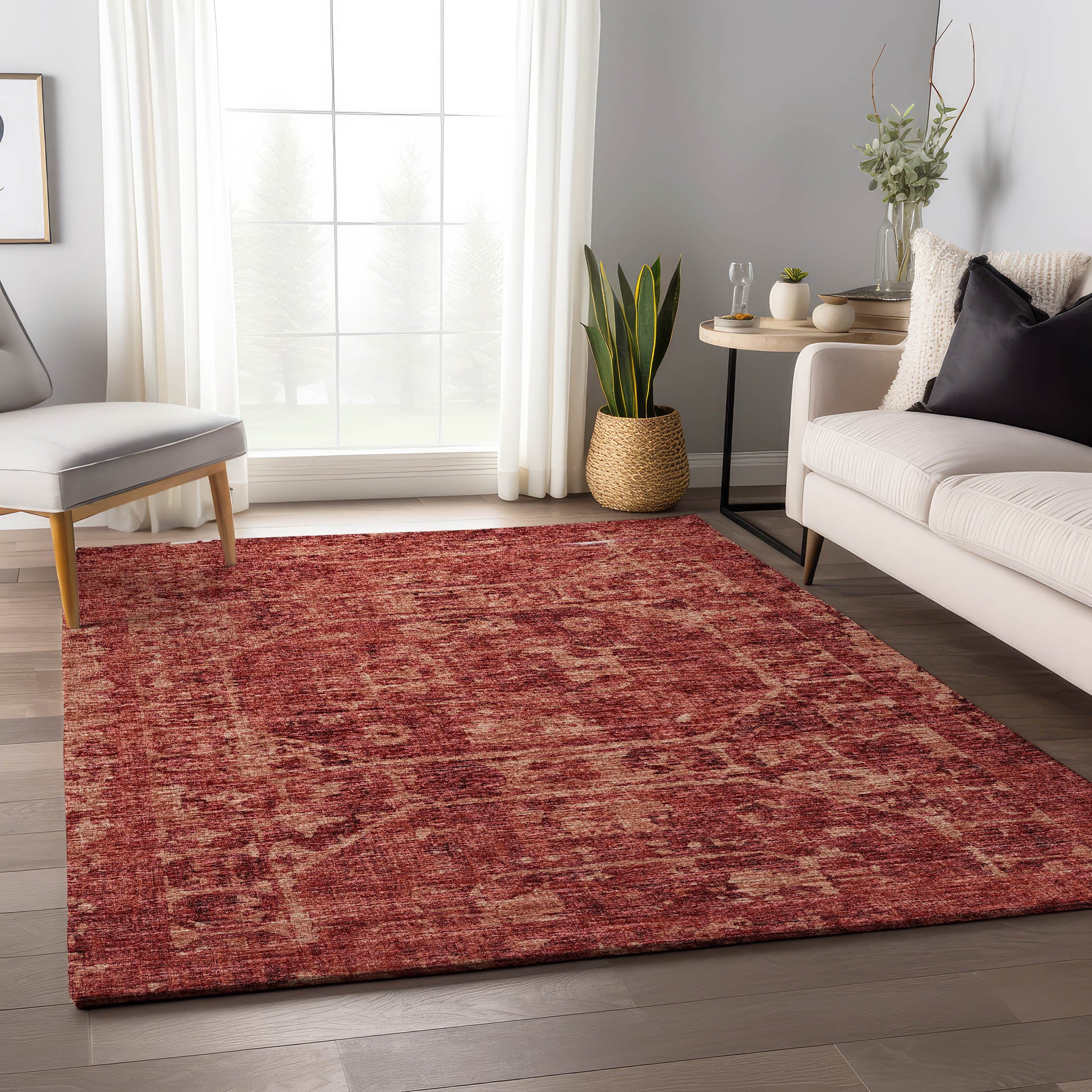 Bangkok Machine Washable Traditional Spice Red Rug 2'6" x 3'10" #shape_Rectangle