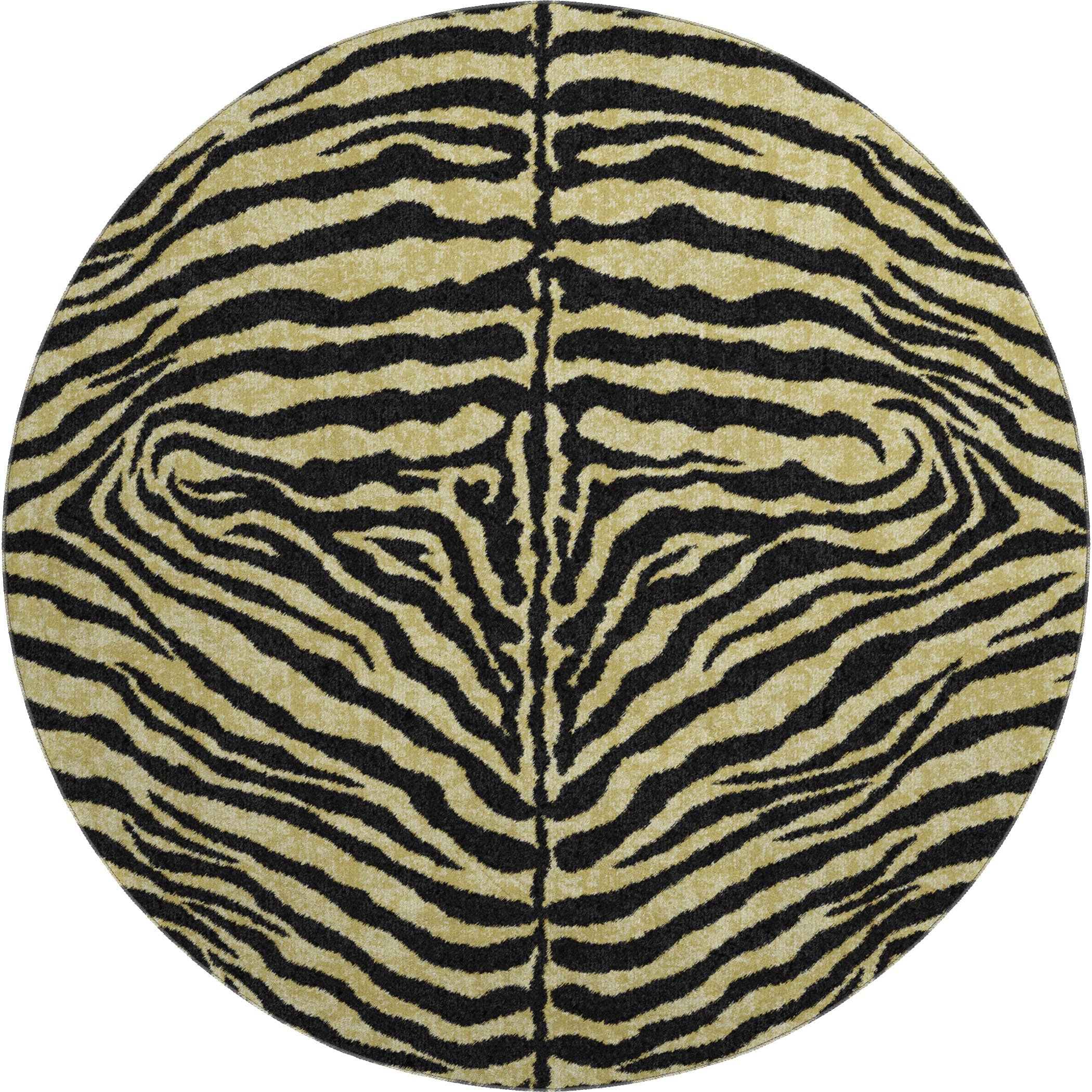Baku Machine Washable Animal Skin Pattern Gilded Gold Rug 8' x 8' #shape_Round