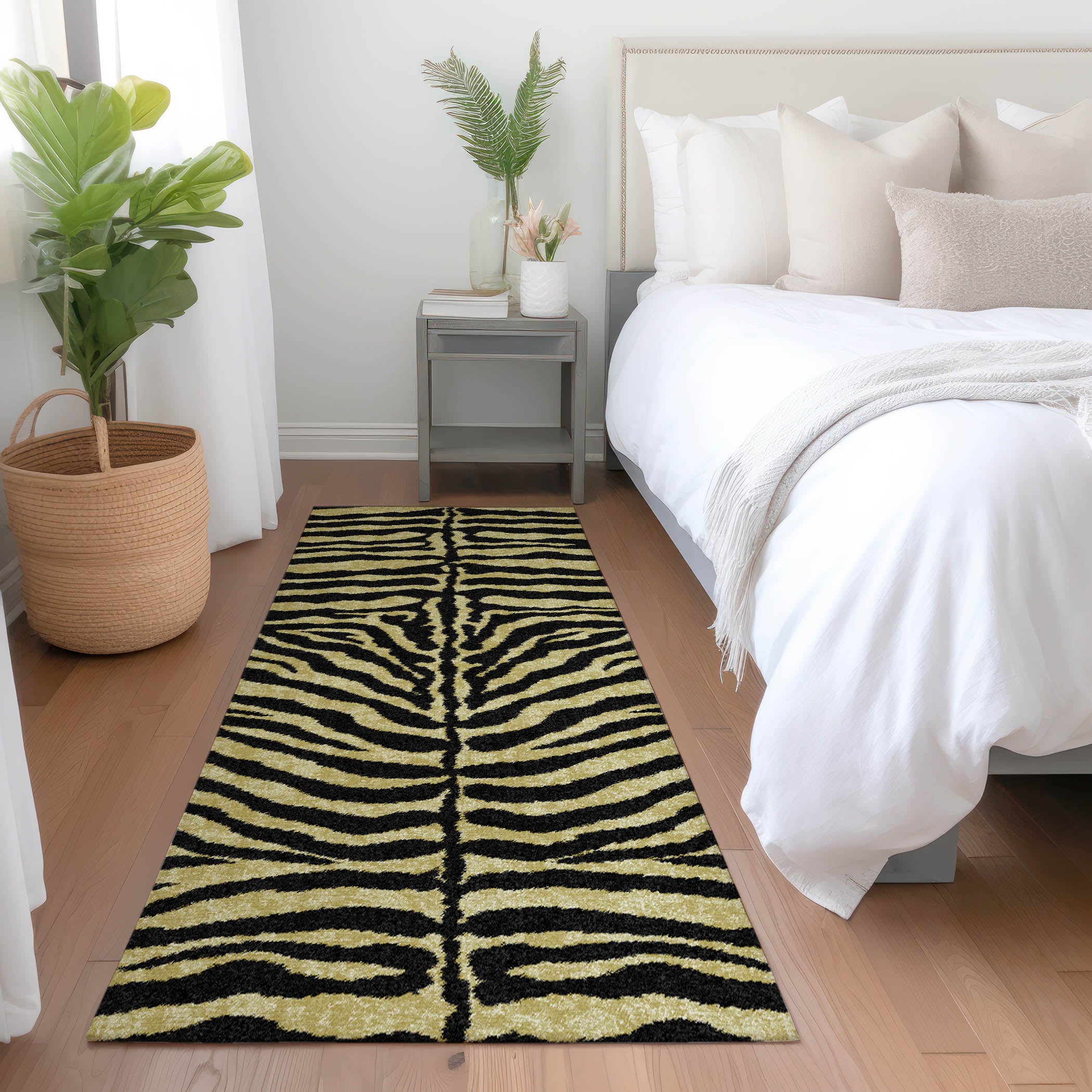 Baku Machine Washable Animal Skin Pattern Gilded Gold Rug 2'3" x 7'6" #shape_Runner