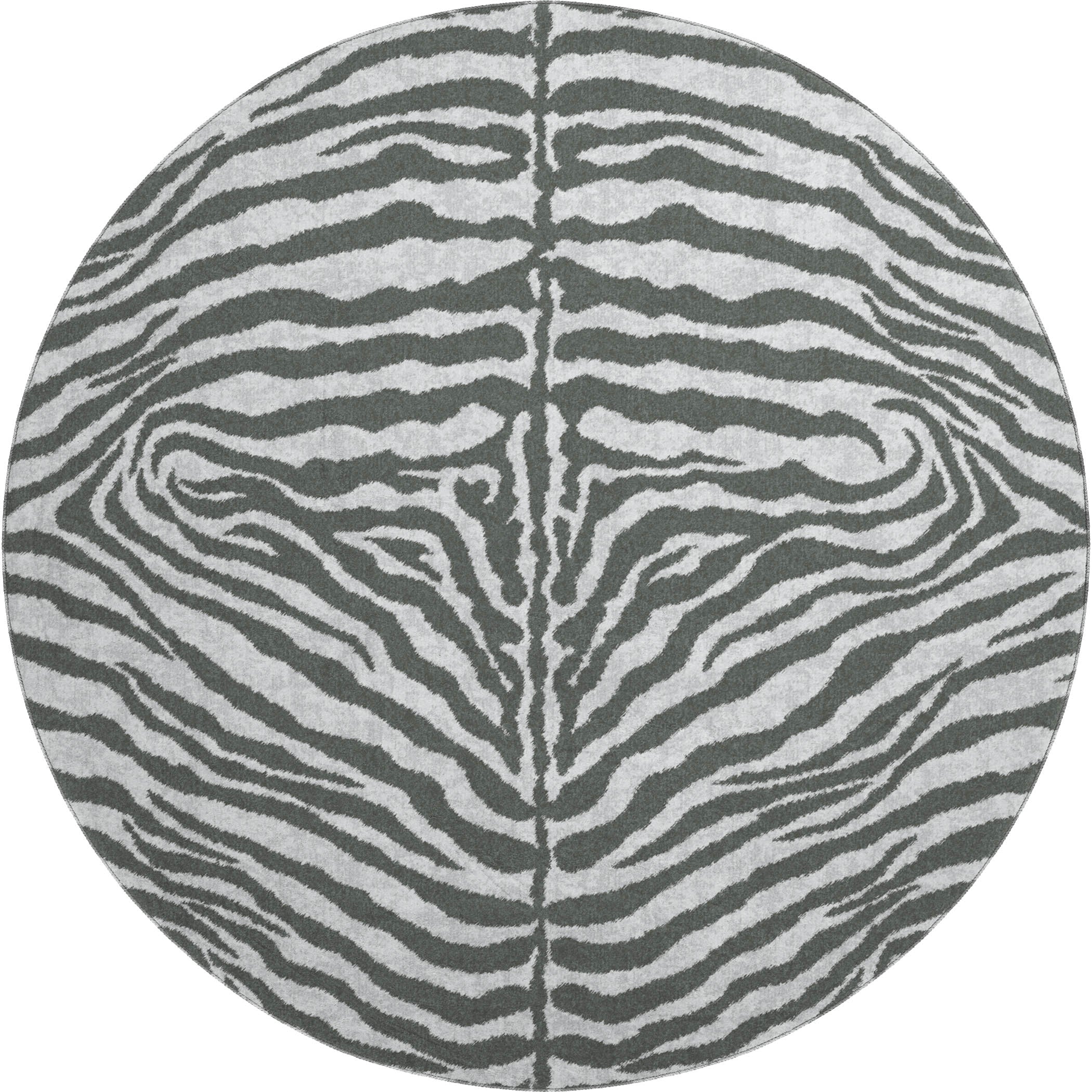 Baku Machine Washable Animal Skin Pattern Gray Rug 8' x 8' #shape_Round