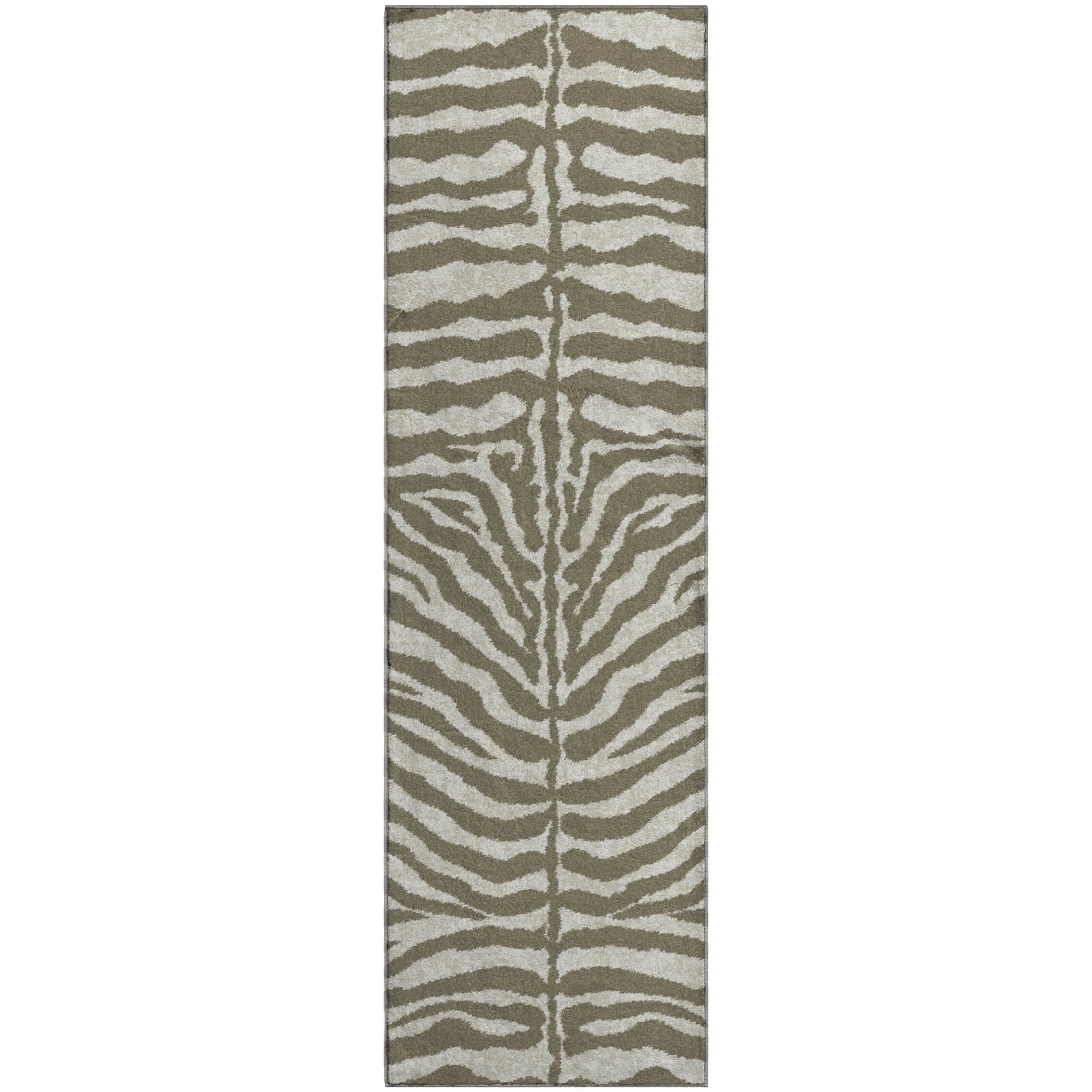 Baku Machine Washable Animal Skin Pattern Taupe Neutral Rug 2'3" x 7'6" #shape_Runner