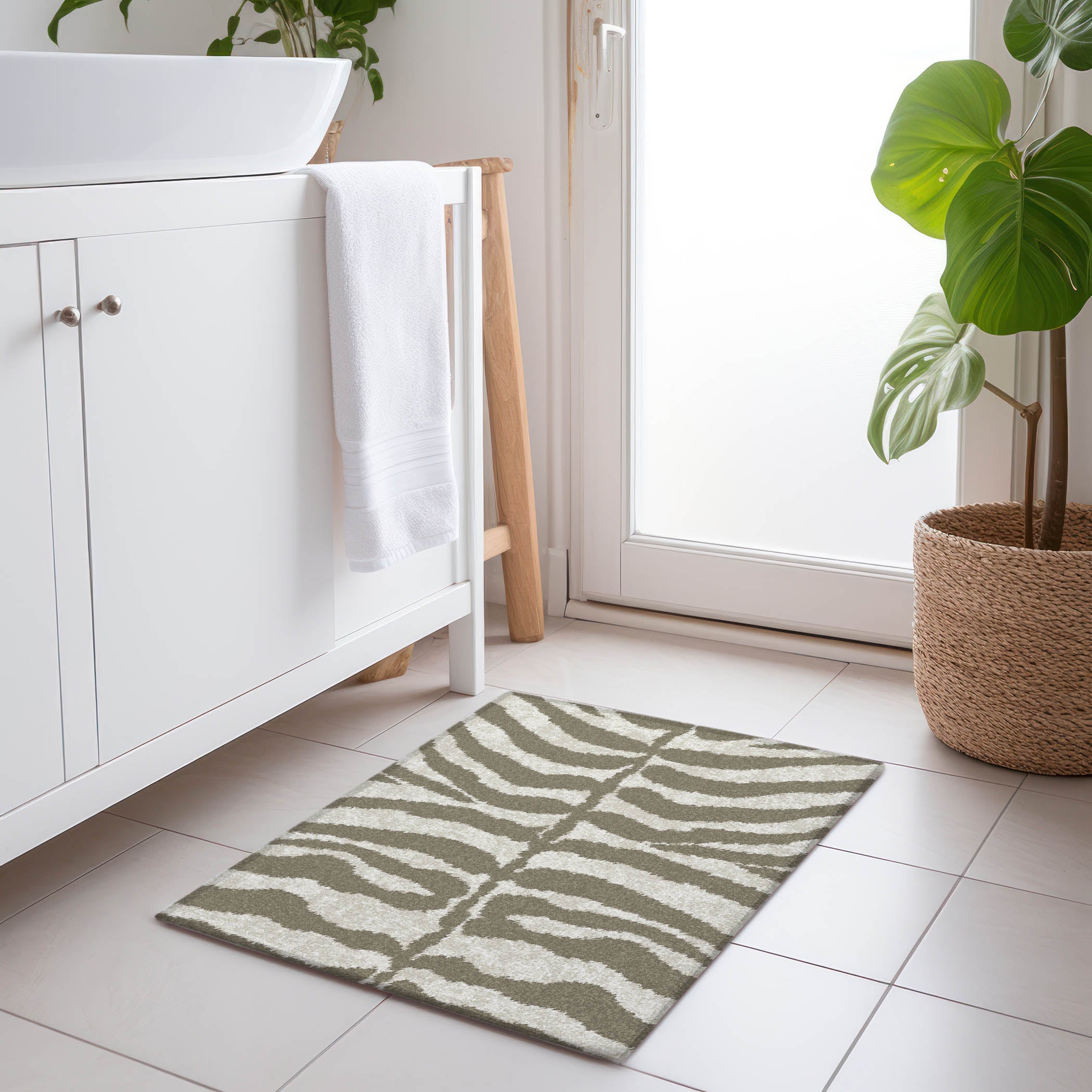 Baku Machine Washable Animal Skin Pattern Taupe Neutral Rug 1'8" x 2'6" #shape_Rectangle