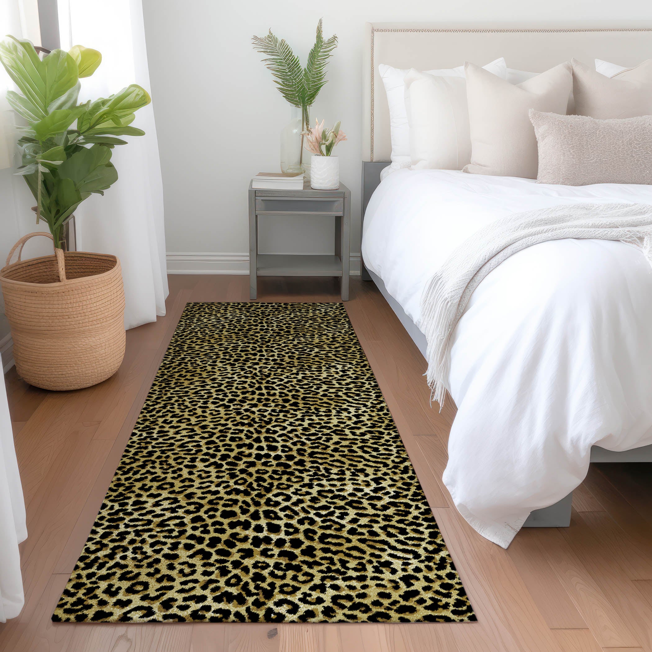 Bogota Machine Washable Animal Skin Pattern Gilded Gold Rug 2'3" x 7'6" #shape_Runner