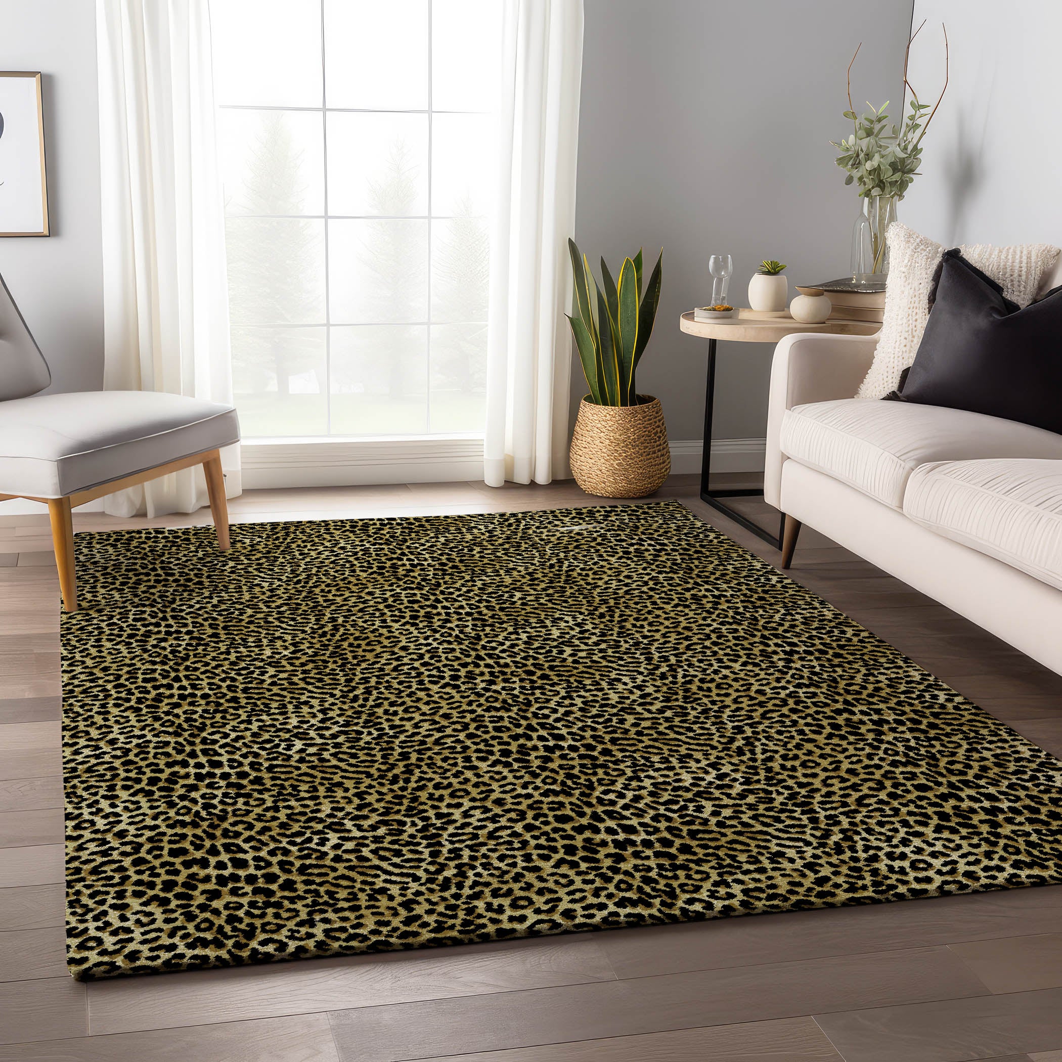 Bogota Machine Washable Animal Skin Pattern Gilded Gold Rug 2'6" x 3'10" #shape_Rectangle