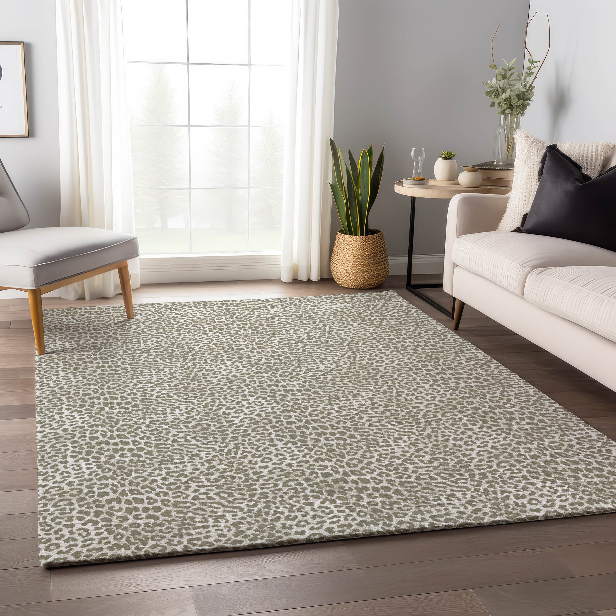 Bogota Machine Washable Animal Skin Pattern Taupe Neutral Rug 2'6" x 3'10" #shape_Rectangle