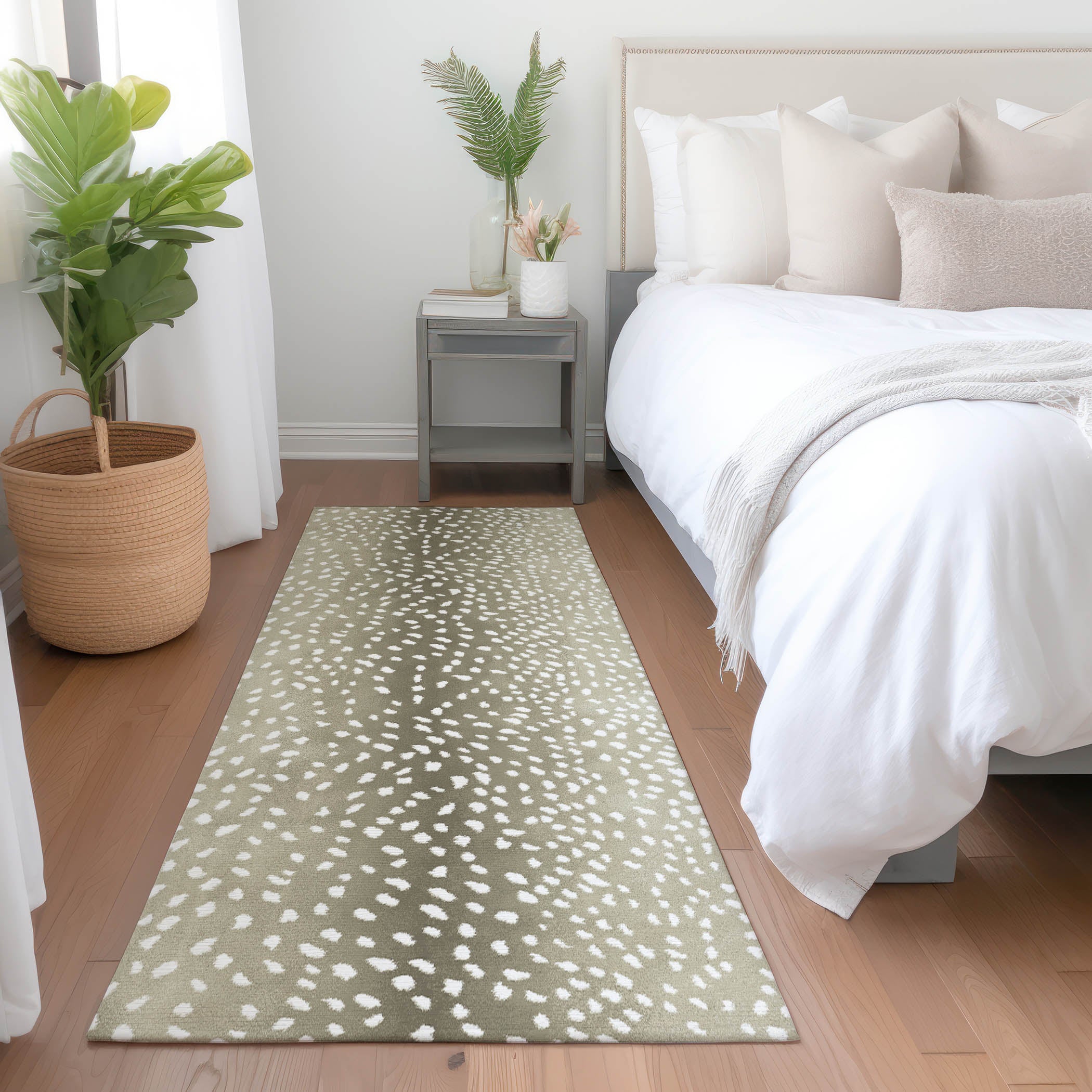 Valletta Machine Washable Animal Skin Pattern Fawn Neutral Rug 2'3" x 7'6" #shape_Runner