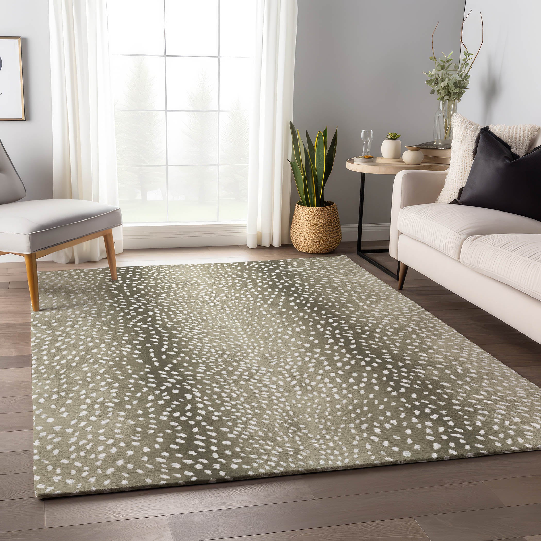 Valletta Machine Washable Animal Skin Pattern Fawn Neutral Rug 2'6" x 3'10" #shape_Rectangle