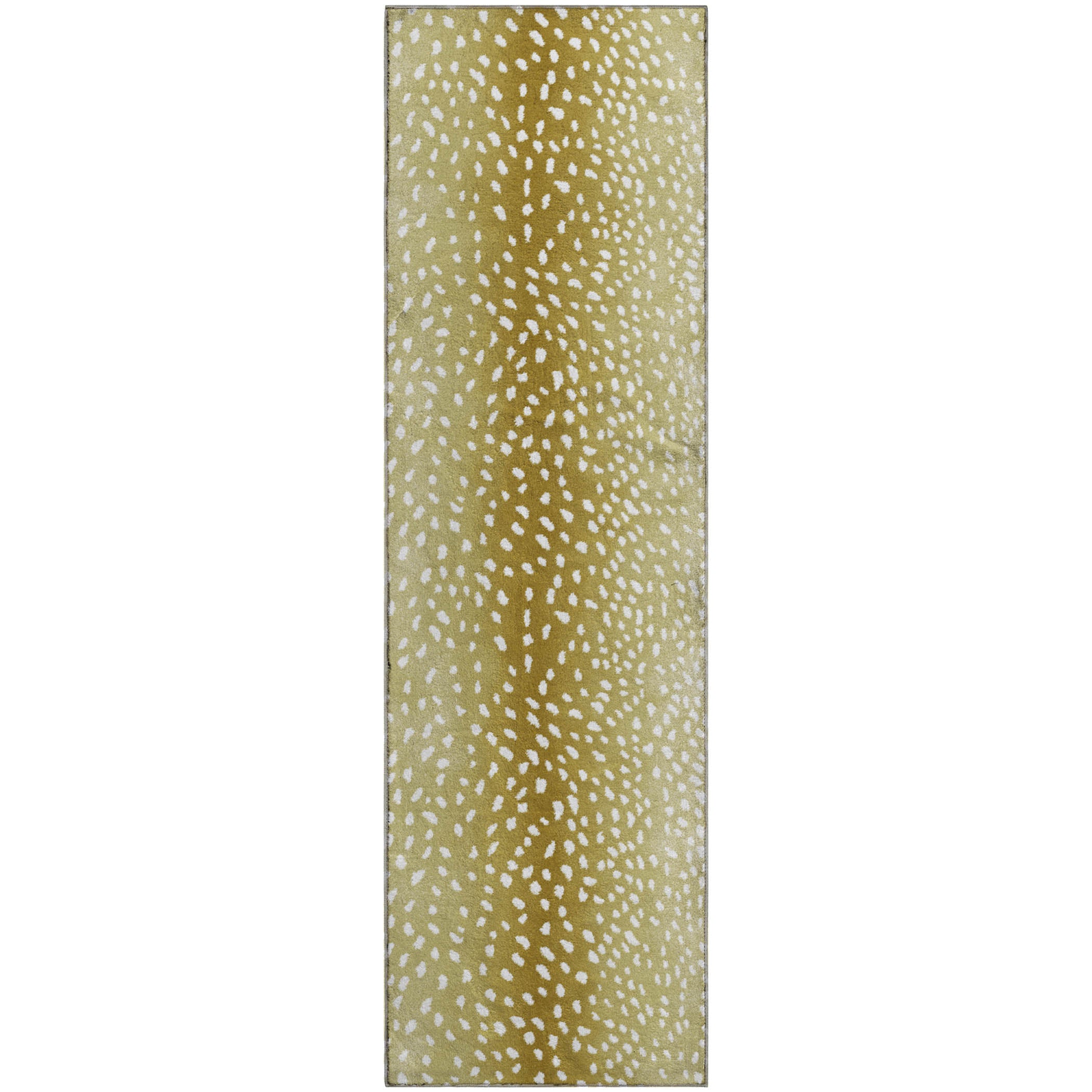 Valletta Machine Washable Animal Skin Pattern Gilded Gold Rug 2'3" x 7'6" #shape_Runner