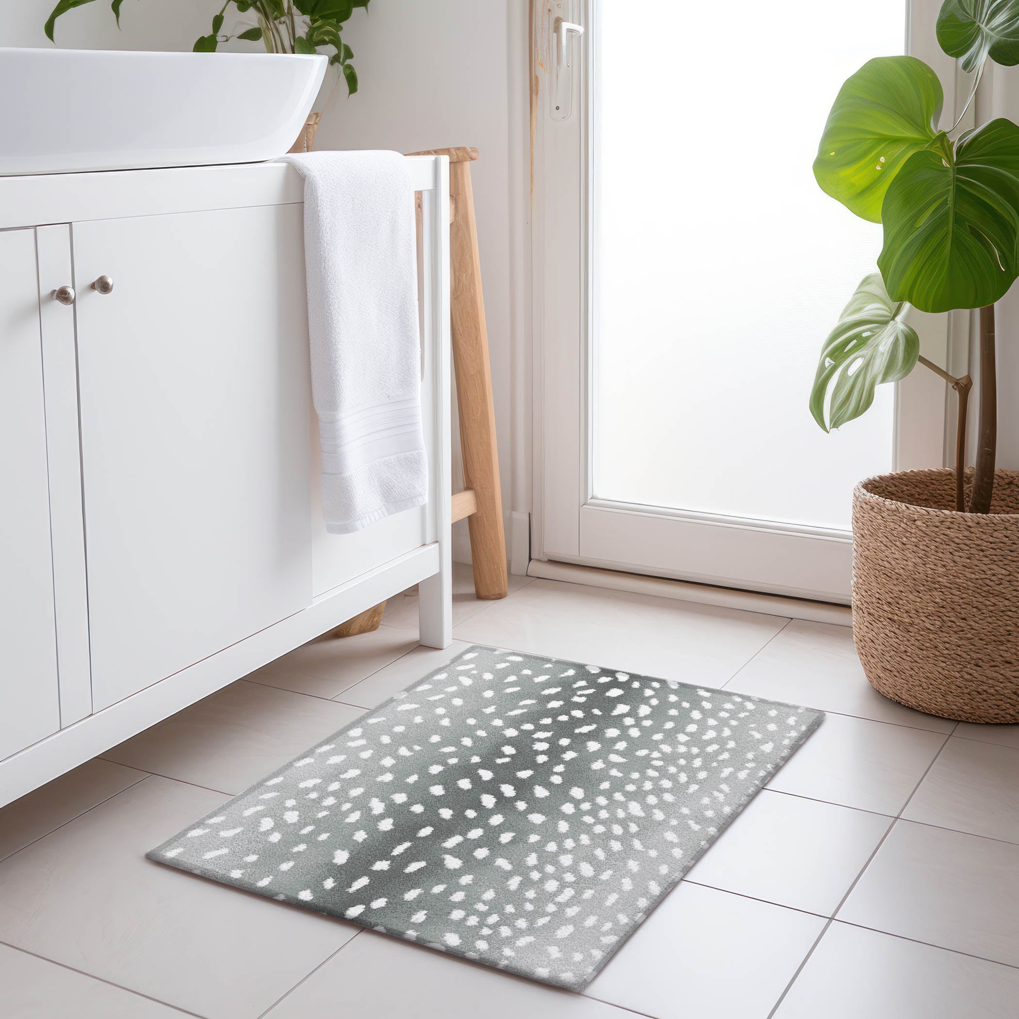 Valletta Machine Washable Animal Skin Pattern Gray Rug 1'8" x 2'6" #shape_Rectangle