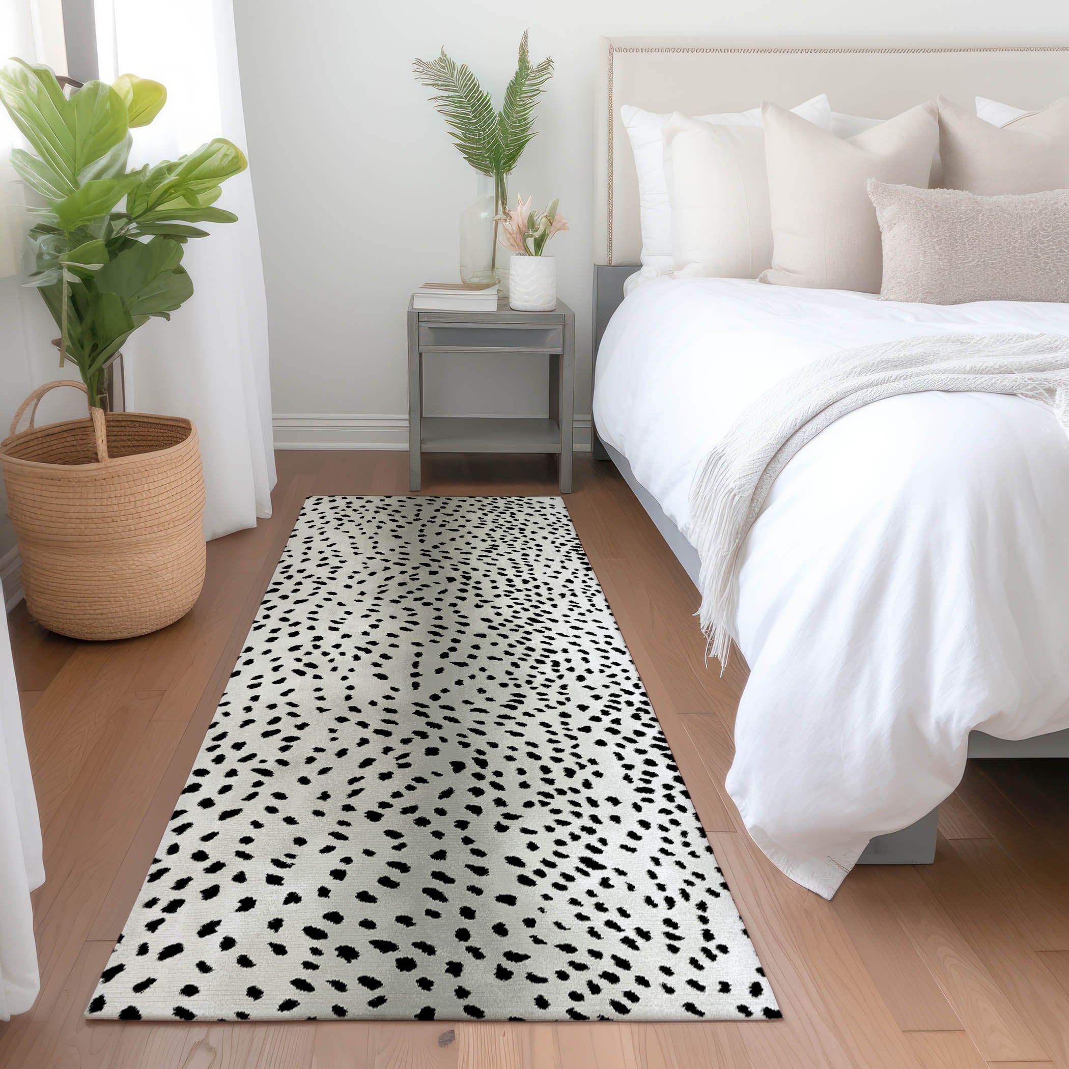 Valletta Machine Washable Animal Skin Pattern Pearl Ivory Rug 2'3" x 7'6" #shape_Runner