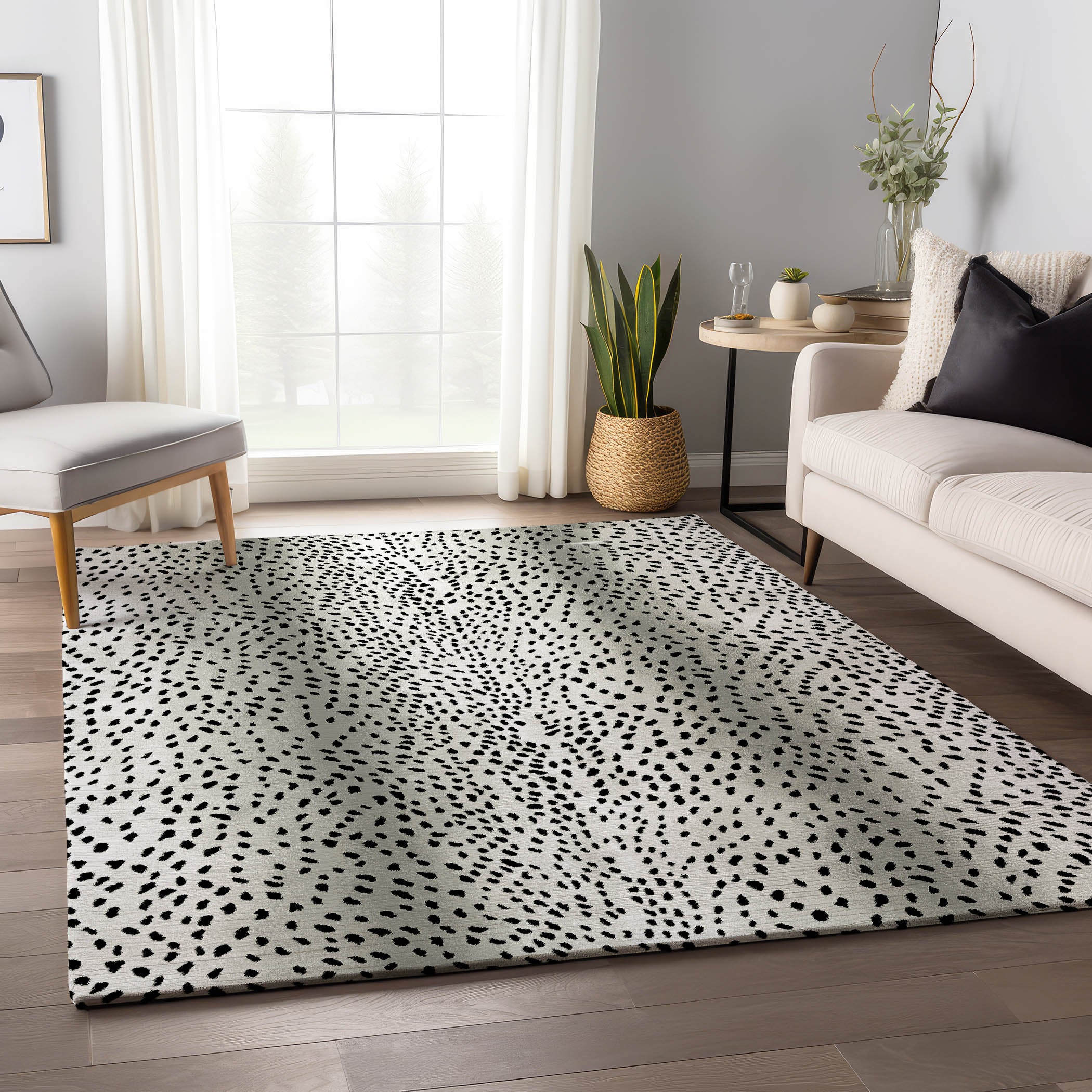 Valletta Machine Washable Animal Skin Pattern Pearl Ivory Rug 2'6" x 3'10" #shape_Rectangle