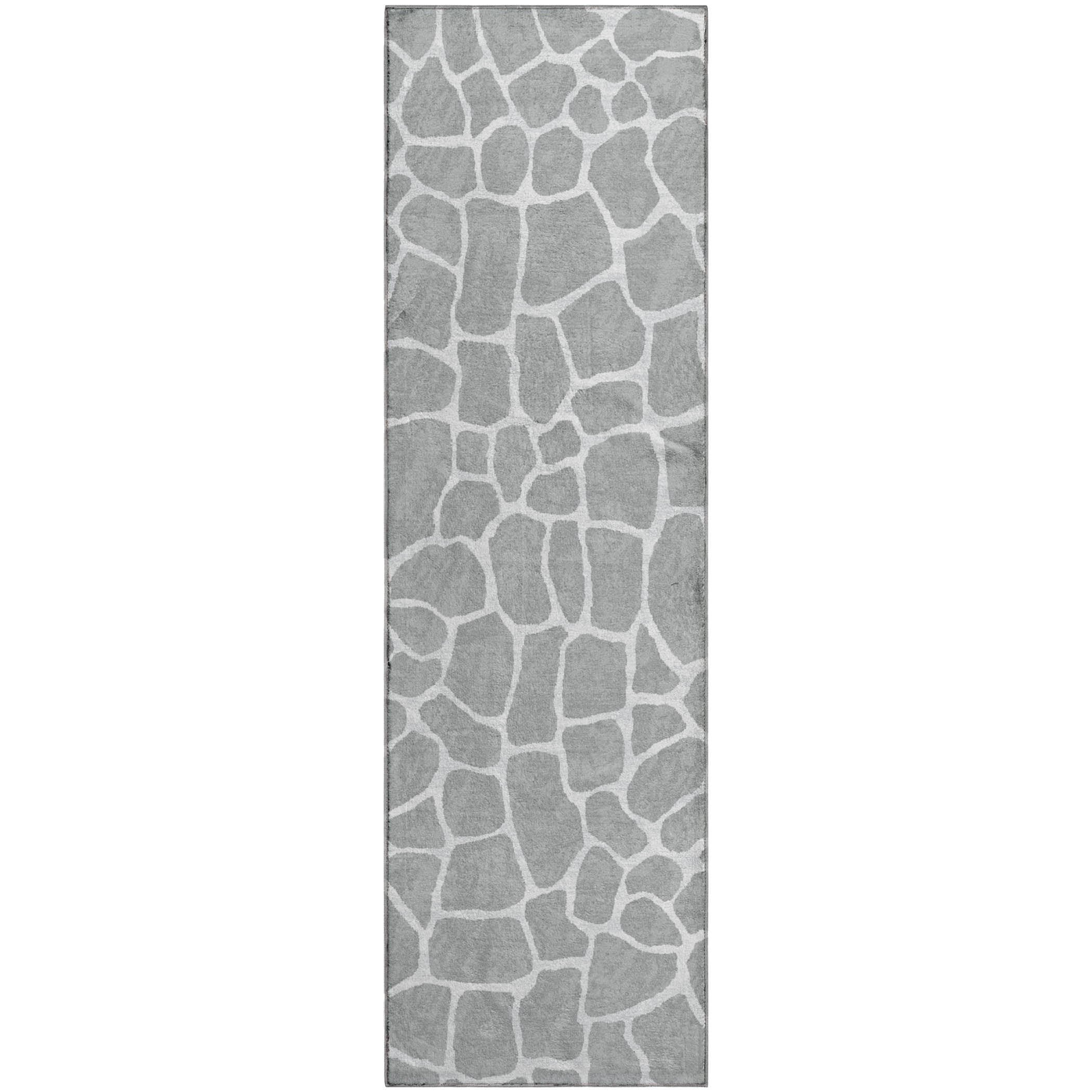 Sintra Machine Washable Animal Skin Pattern Gray Rug 2'3" x 7'6" #shape_Runner