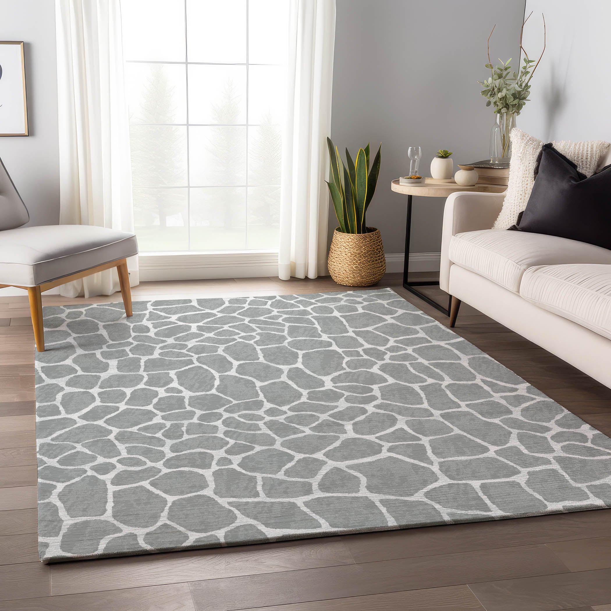 Sintra Machine Washable Animal Skin Pattern Gray Rug 2'6" x 3'10" #shape_Rectangle