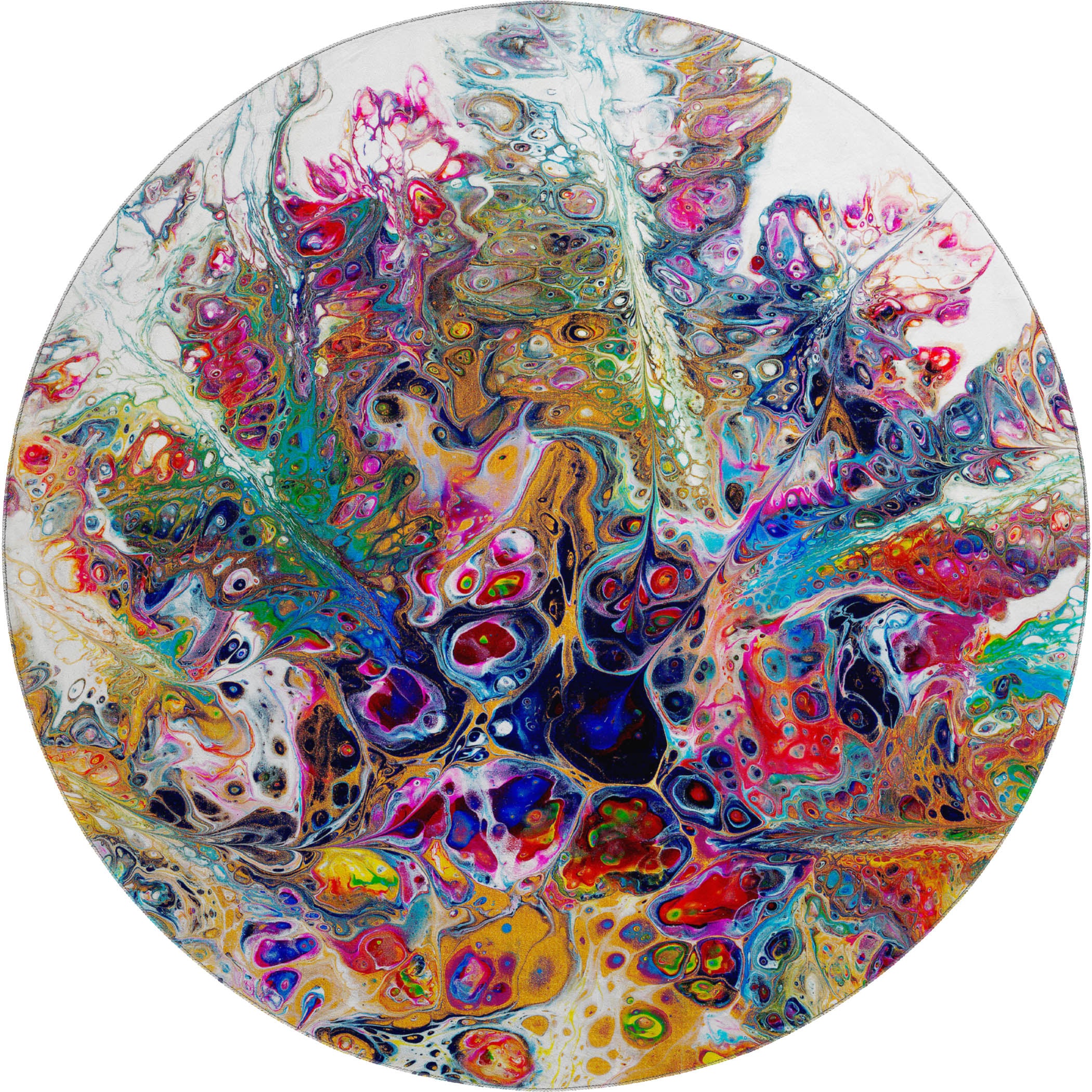 Hoi An Machine Washable Contemporary Kaleidoscope Multi Rug 8' x 8' #shape_Round