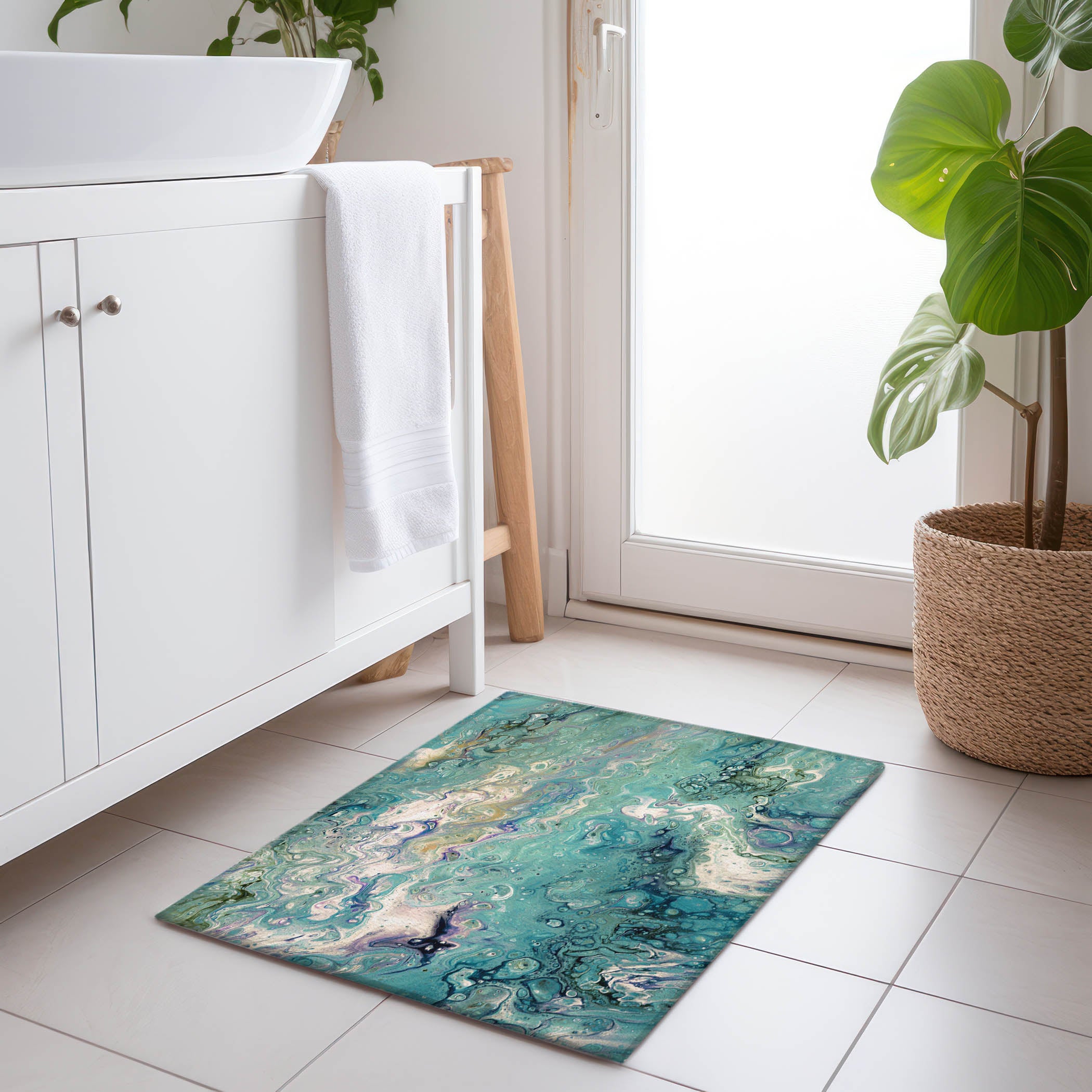 Oaxaca Machine Washable Contemporary Seaglass Blue Rug 1'8" x 2'6" #shape_Rectangle