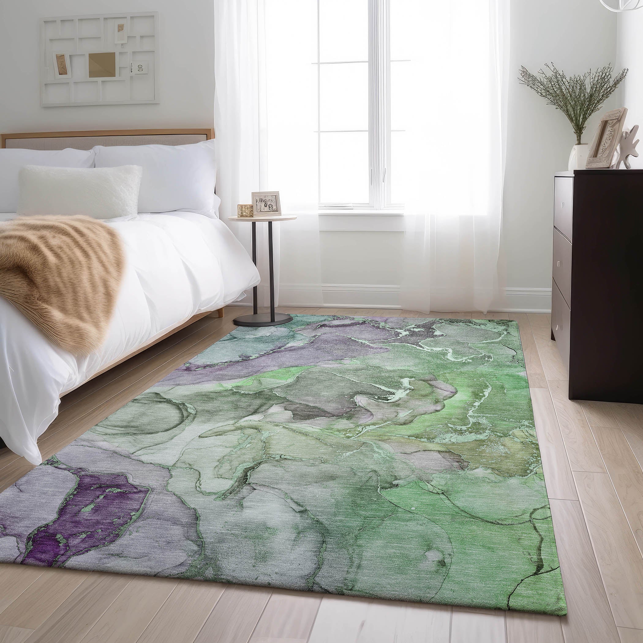 Marrakech Machine Washable Contemporary Green Rug 2'6" x 3'10" #shape_Rectangle