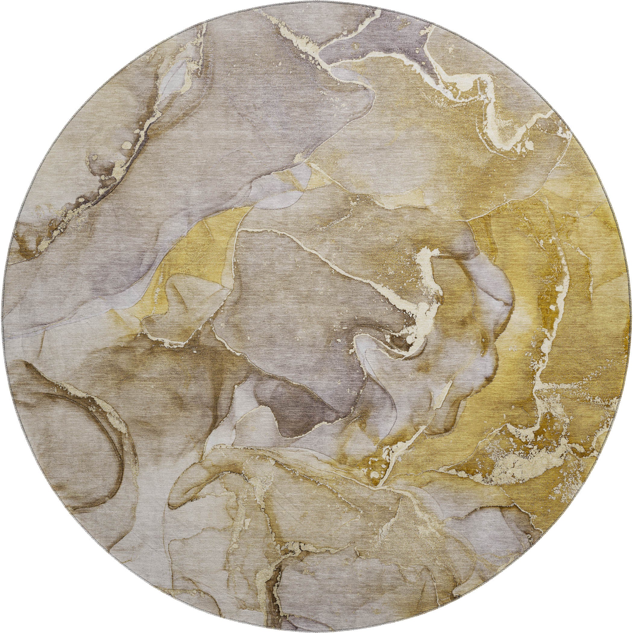 Marrakech Machine Washable Contemporary Taupe Brown Rug 8' x 8' #shape_Round