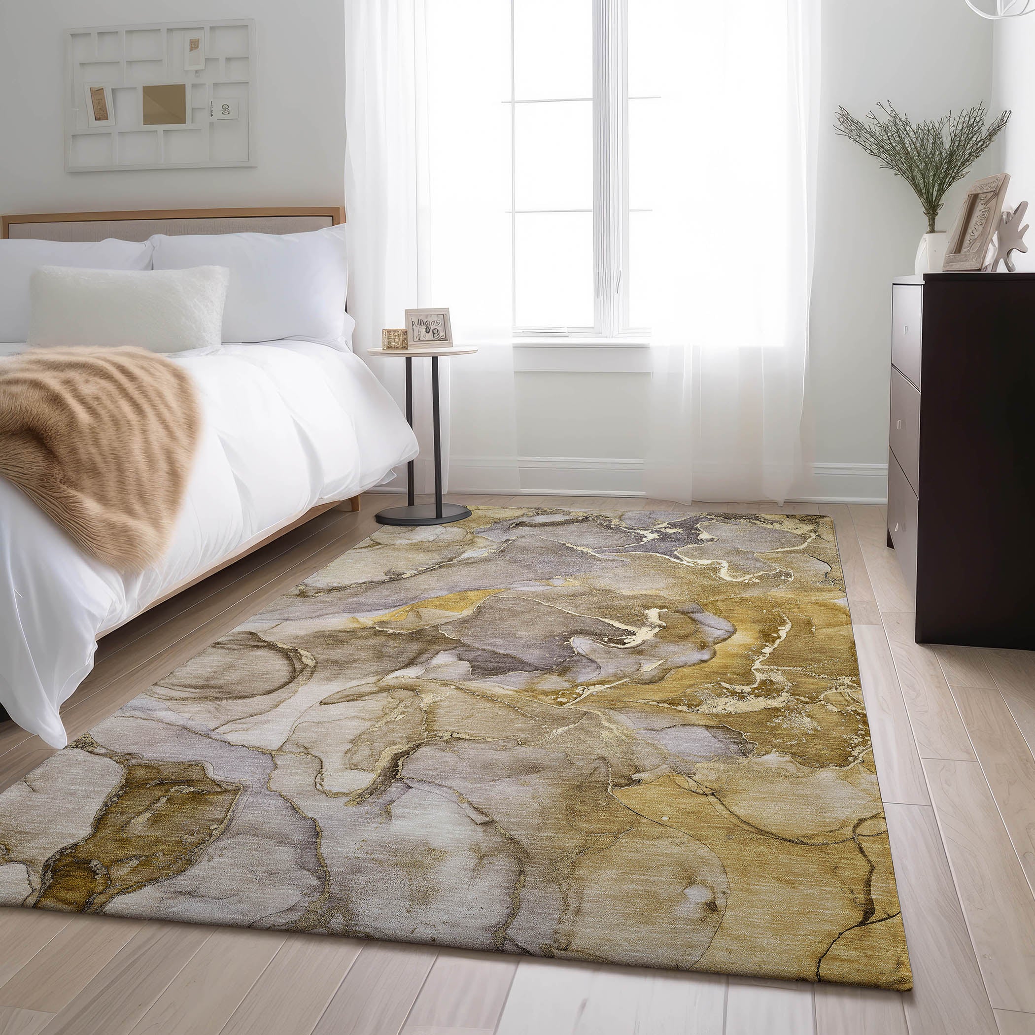 Marrakech Machine Washable Contemporary Taupe Brown Rug 2'6" x 3'10" #shape_Rectangle