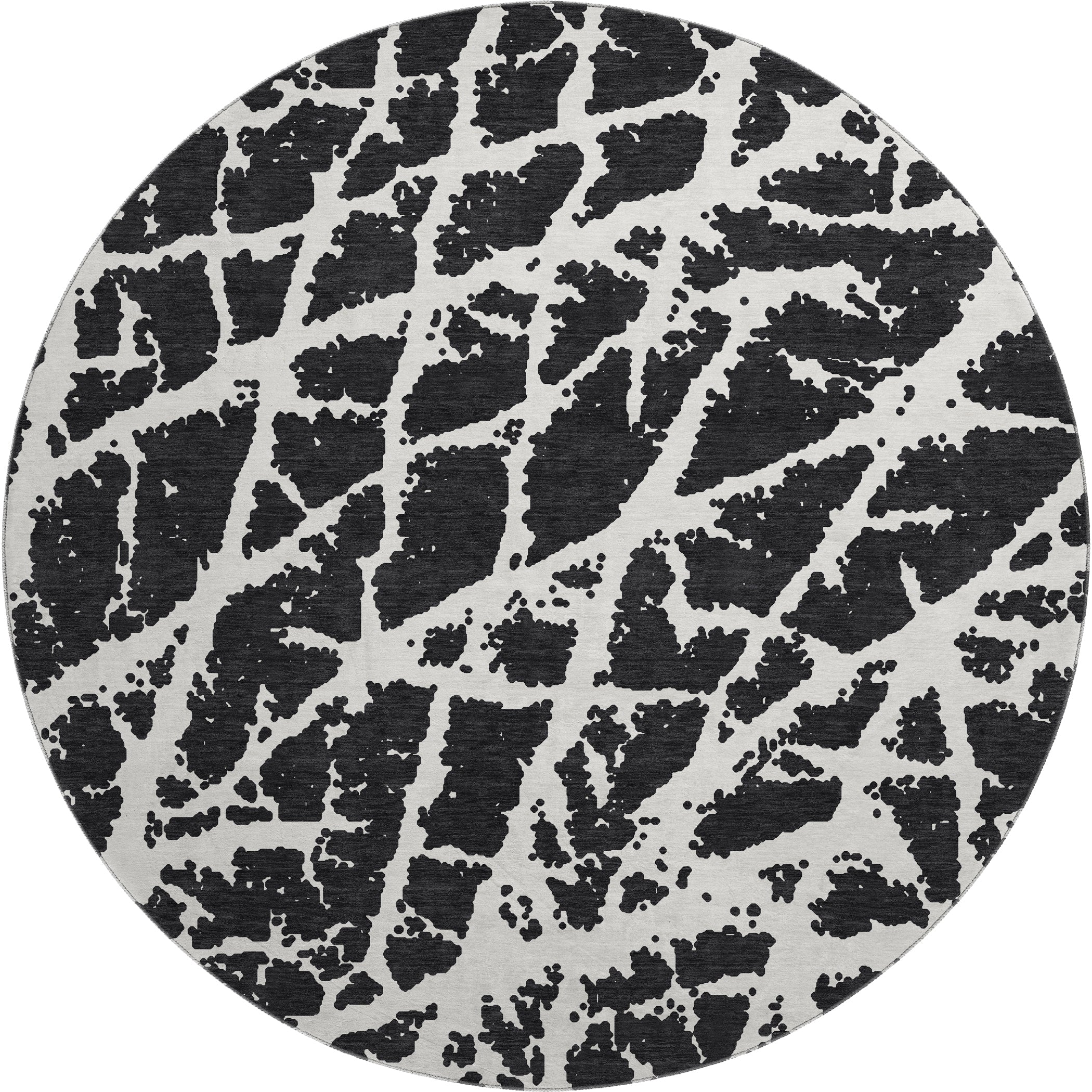 Siena Machine Washable Transitional Black Rug 8' x 8' #shape_Round