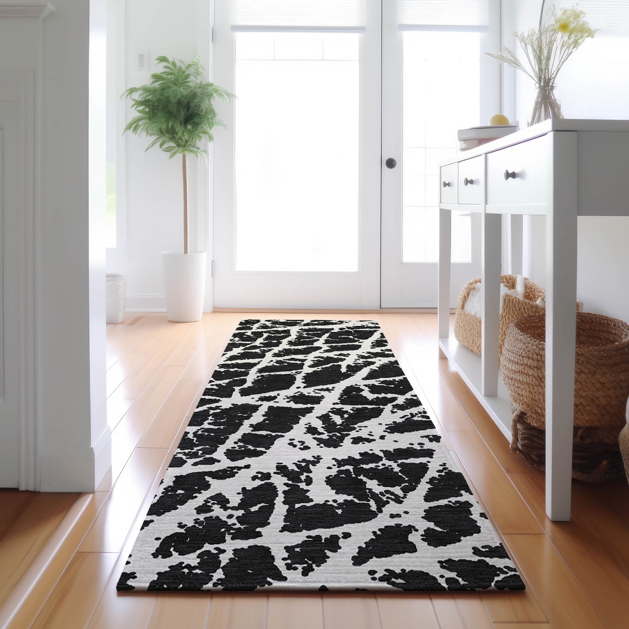 Siena Machine Washable Transitional Black Rug 2'3" x 7'6" #shape_Runner