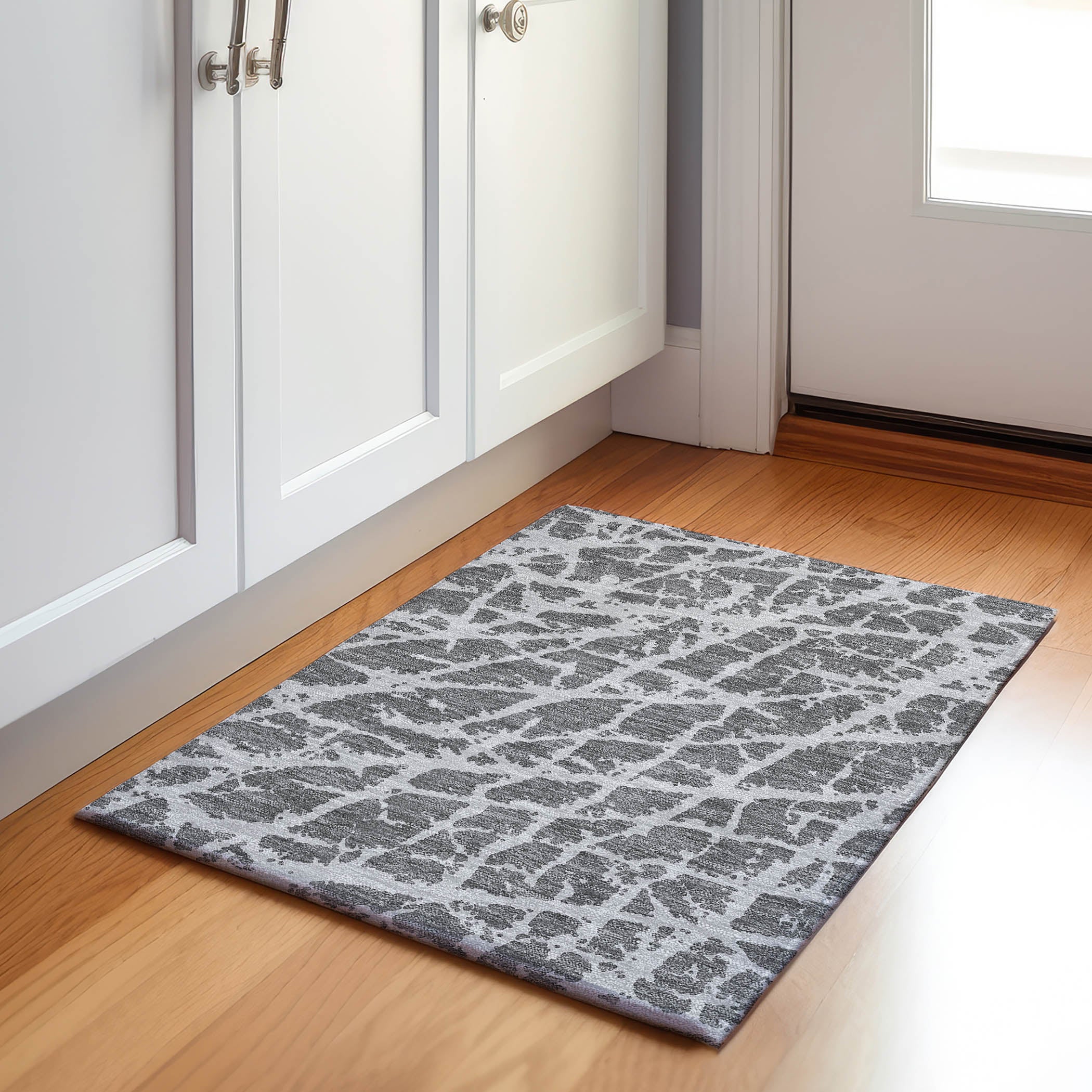 Siena Machine Washable Transitional Charcoal Gray Rug 1'8" x 2'6" #shape_Rectangle