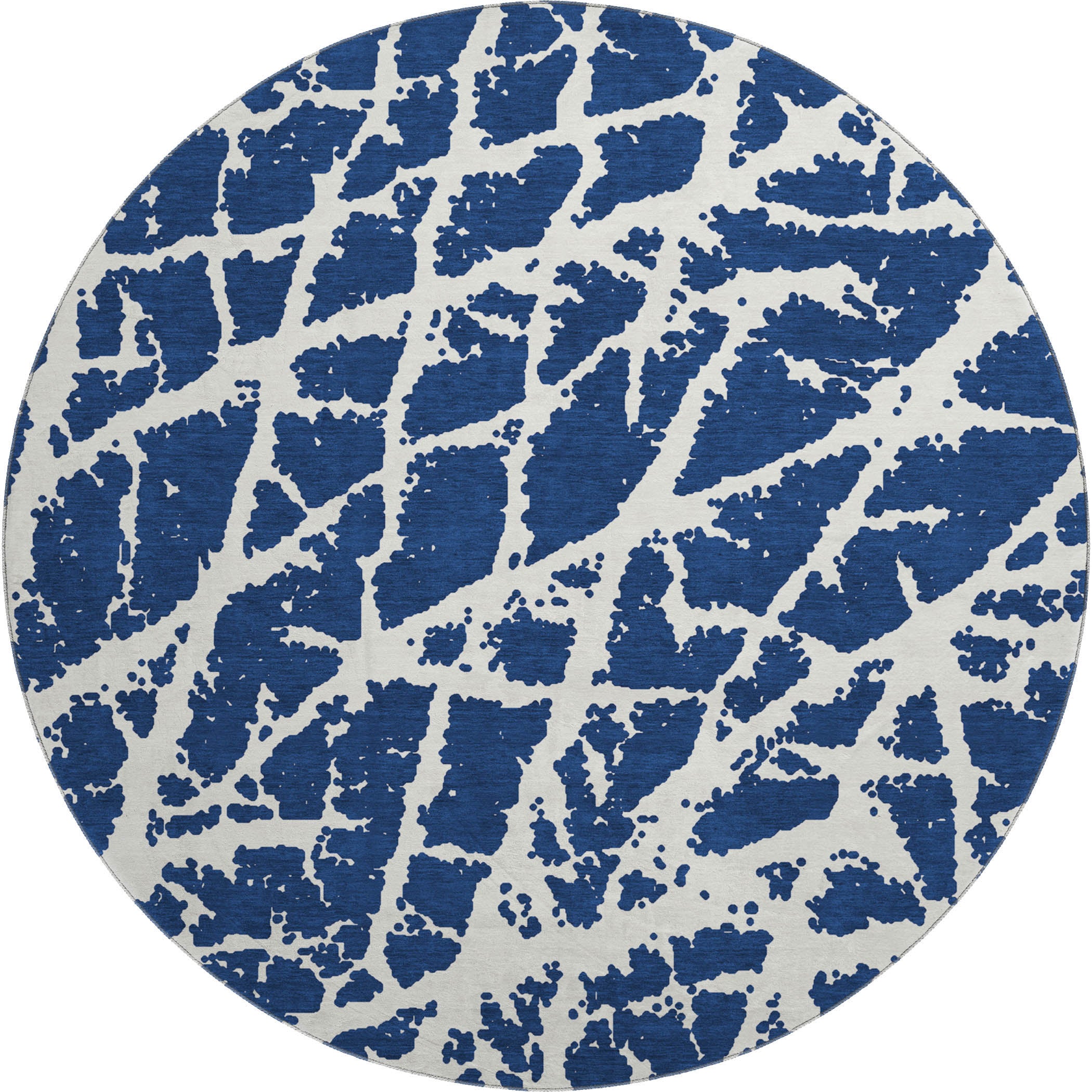 Siena Machine Washable Transitional Navy Blue Rug 8' x 8' #shape_Round