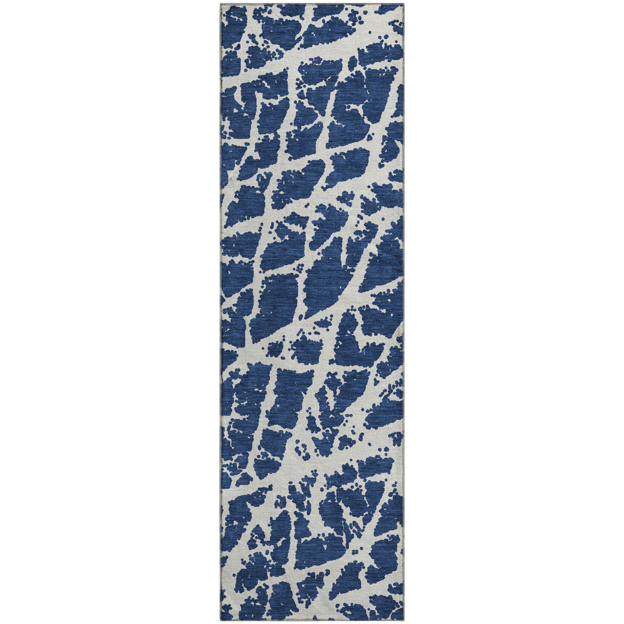 Siena Machine Washable Transitional Navy Blue Rug 2'3" x 7'6" #shape_Runner
