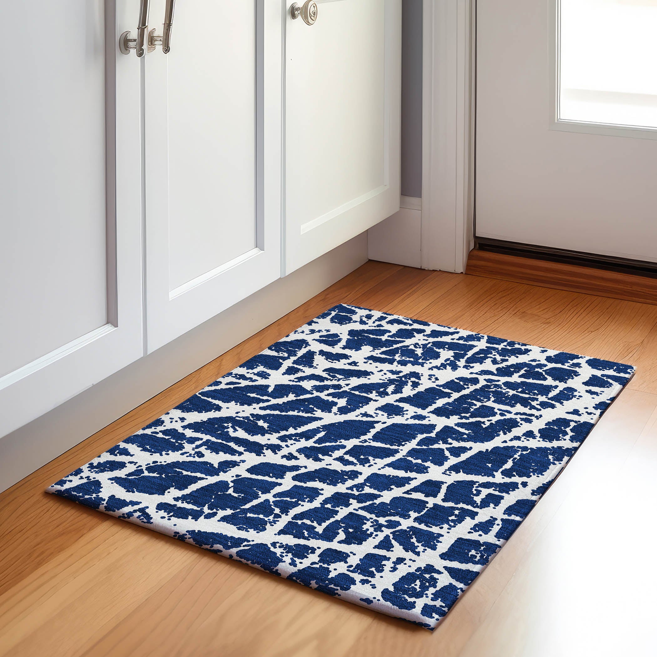 Siena Machine Washable Transitional Navy Blue Rug 1'8" x 2'6" #shape_Rectangle