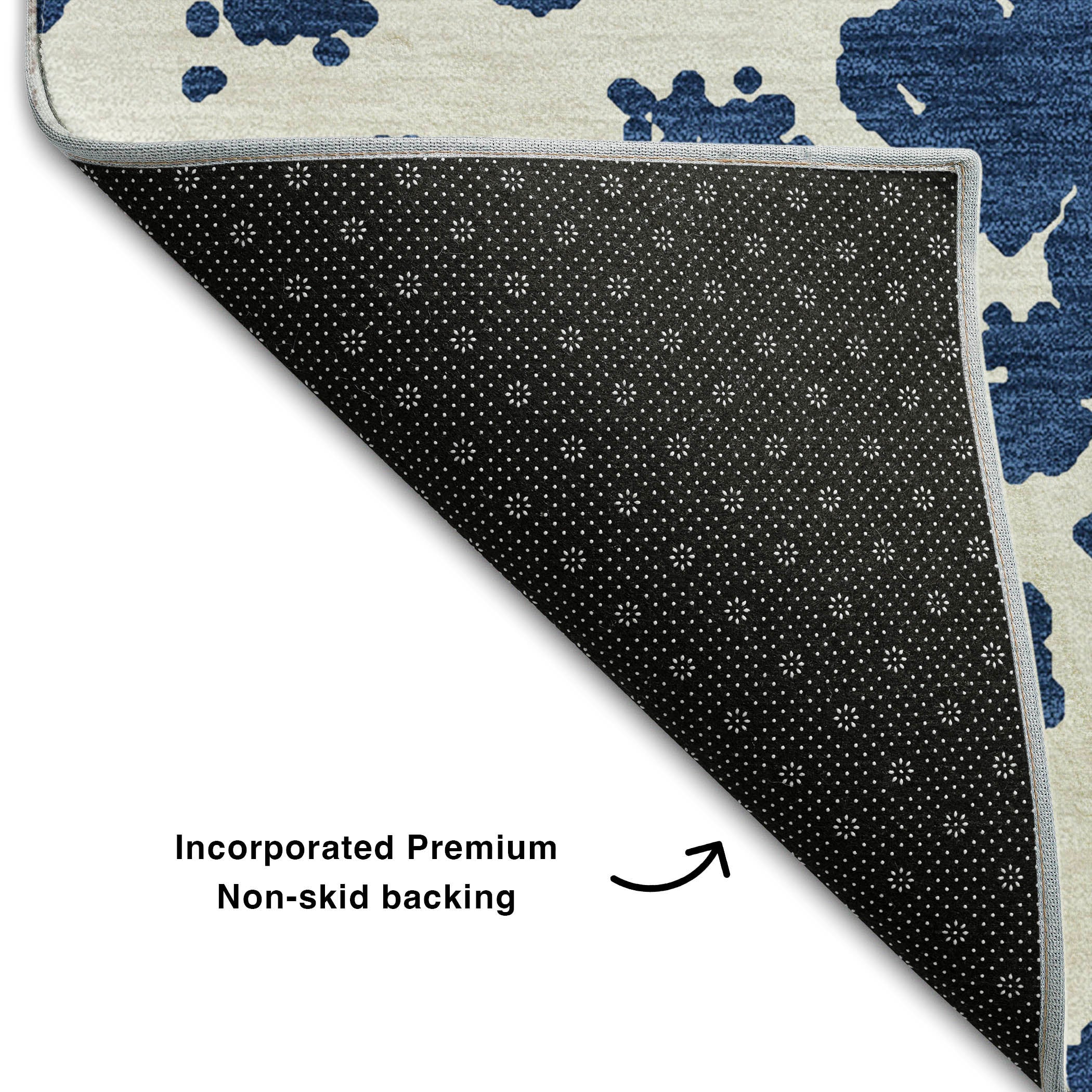 Siena Machine Washable Transitional Navy Blue Rug 1'8" x 2'6" #shape_Rectangle