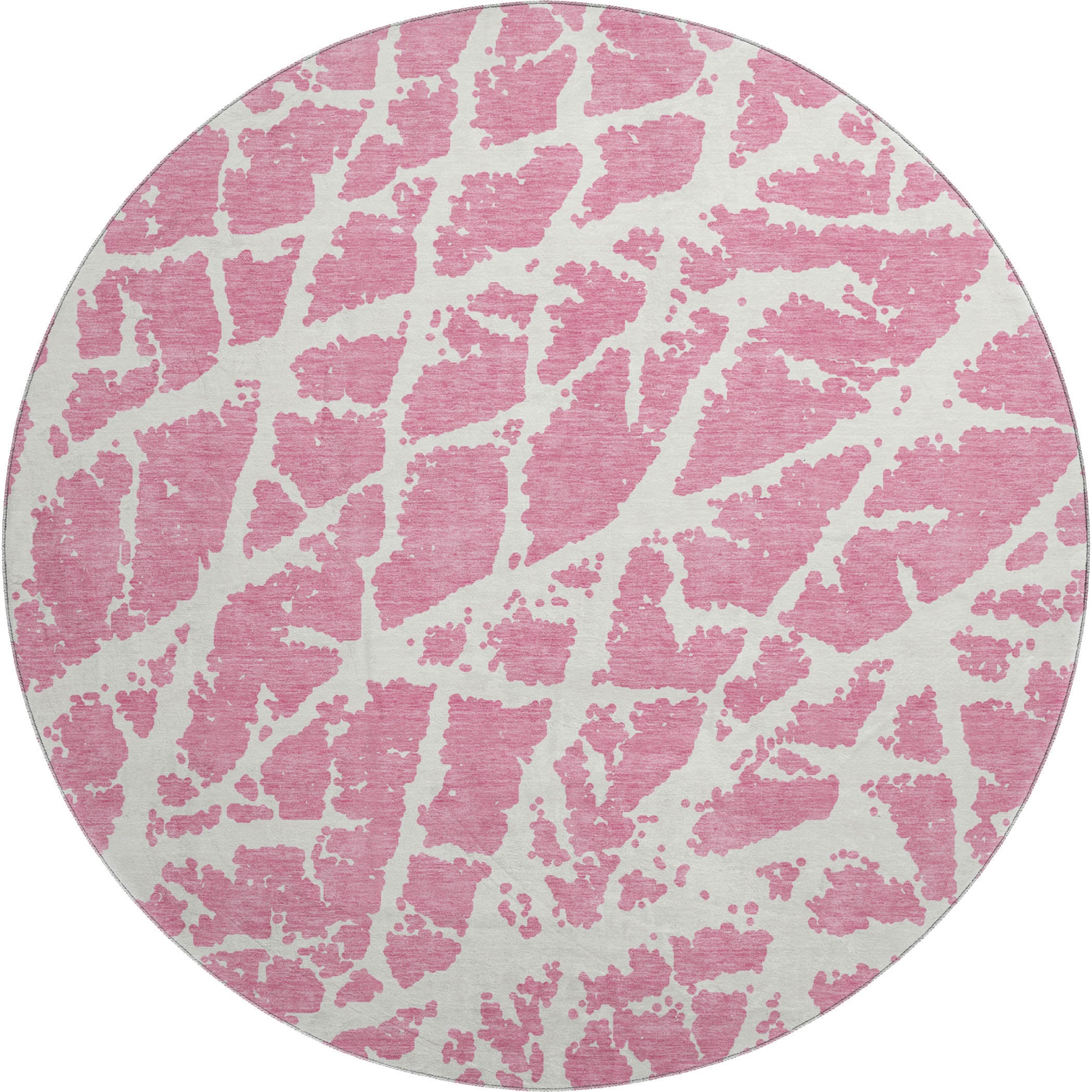 Siena Machine Washable Transitional Pink Rug 8' x 8' #shape_Round