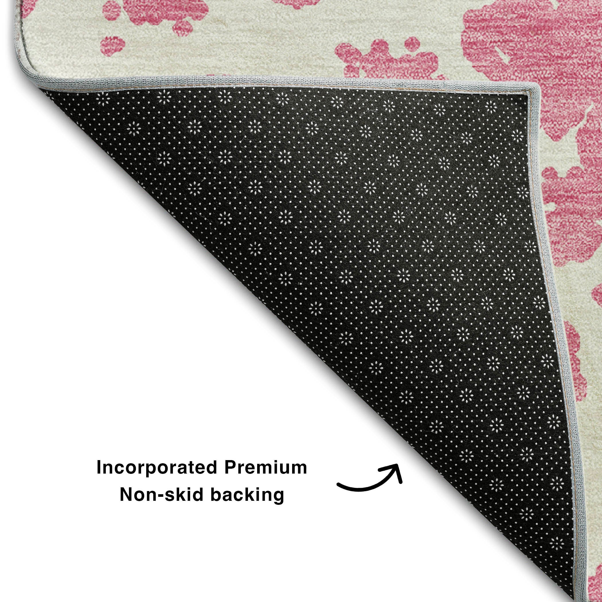 Siena Machine Washable Transitional Pink Rug 1'8" x 2'6" #shape_Rectangle
