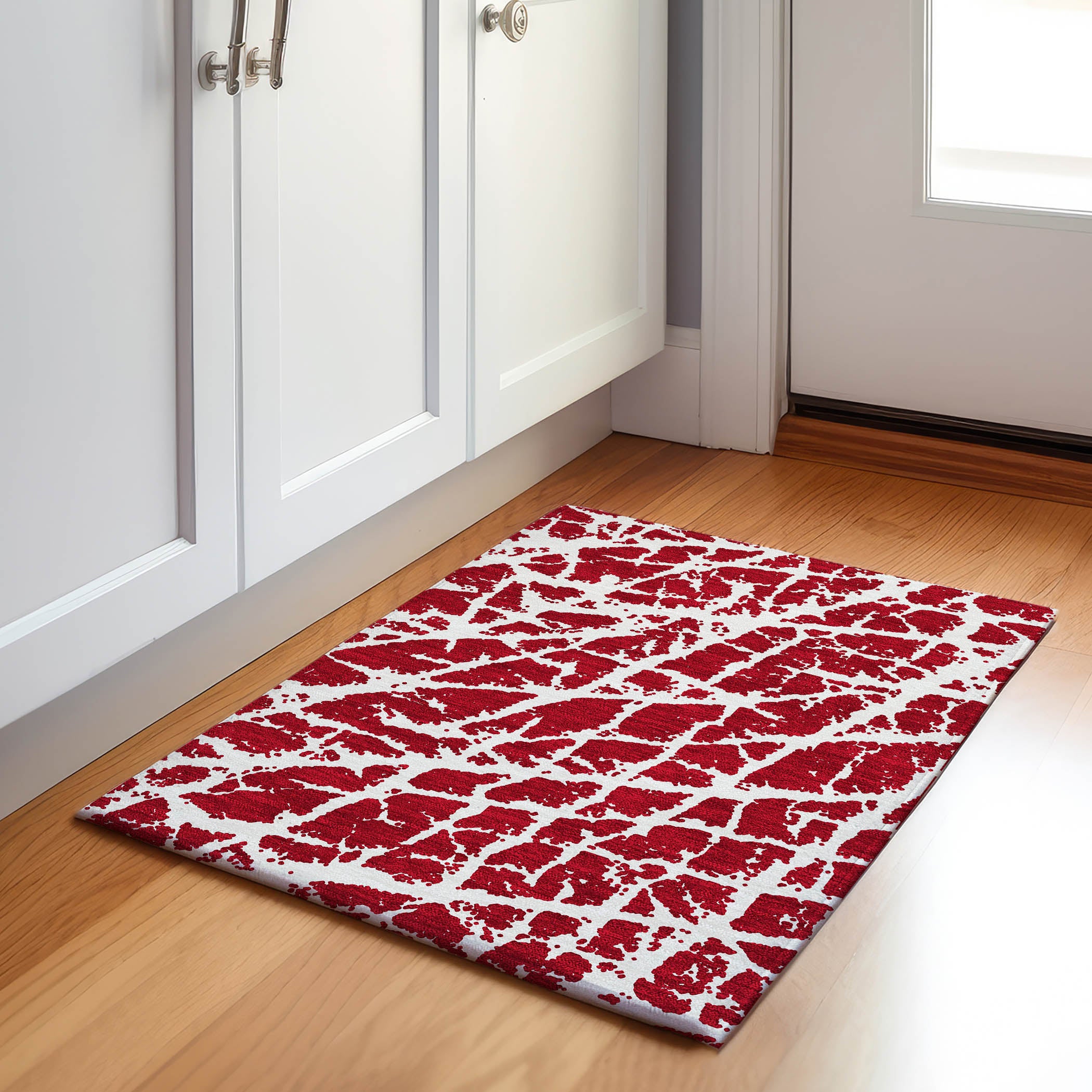 Siena Machine Washable Transitional Red Rug 1'8" x 2'6" #shape_Rectangle
