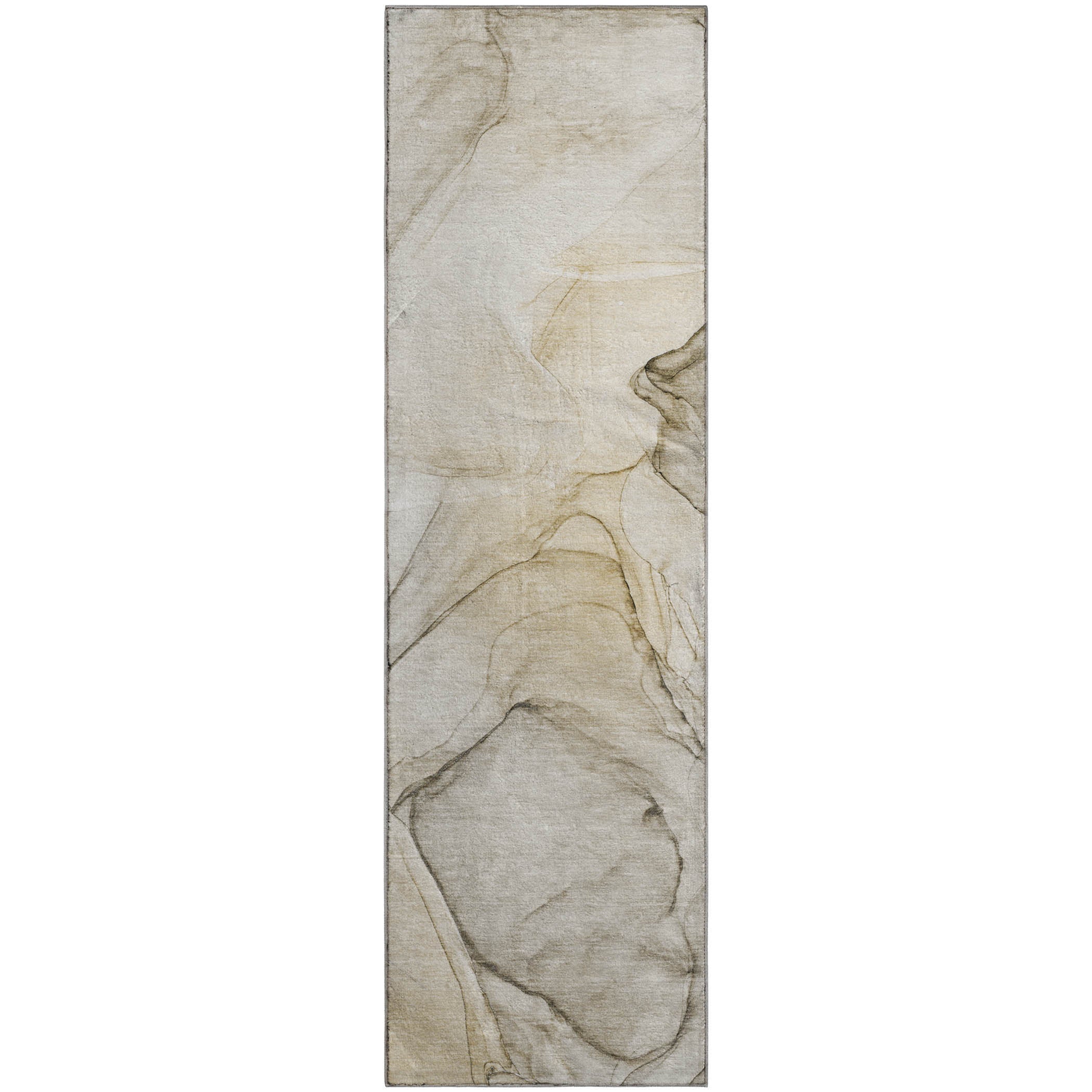 Valletta Machine Washable Transitional Beige Brown Rug 2'3" x 7'6" #shape_Runner