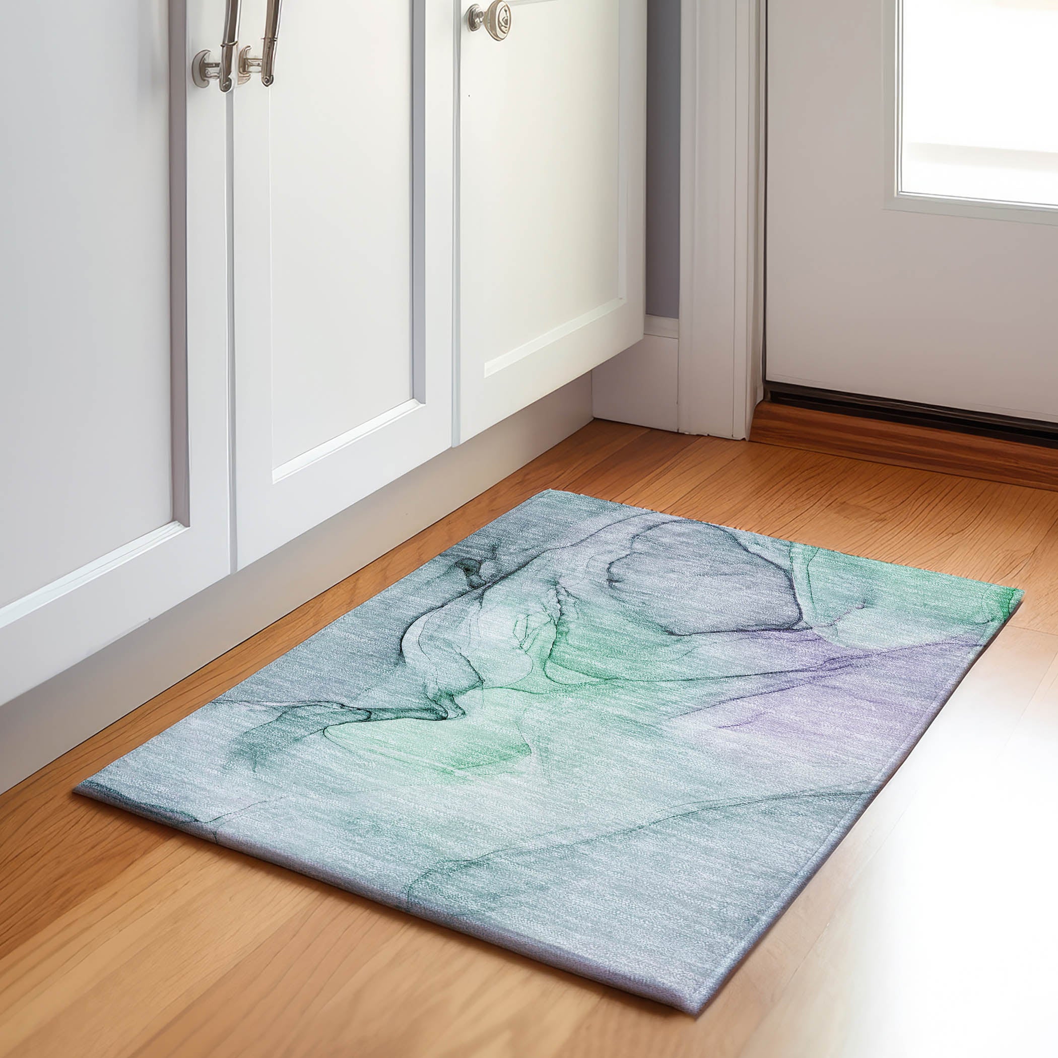 Valletta Machine Washable Transitional Blue Rug 1'8" x 2'6" #shape_Rectangle