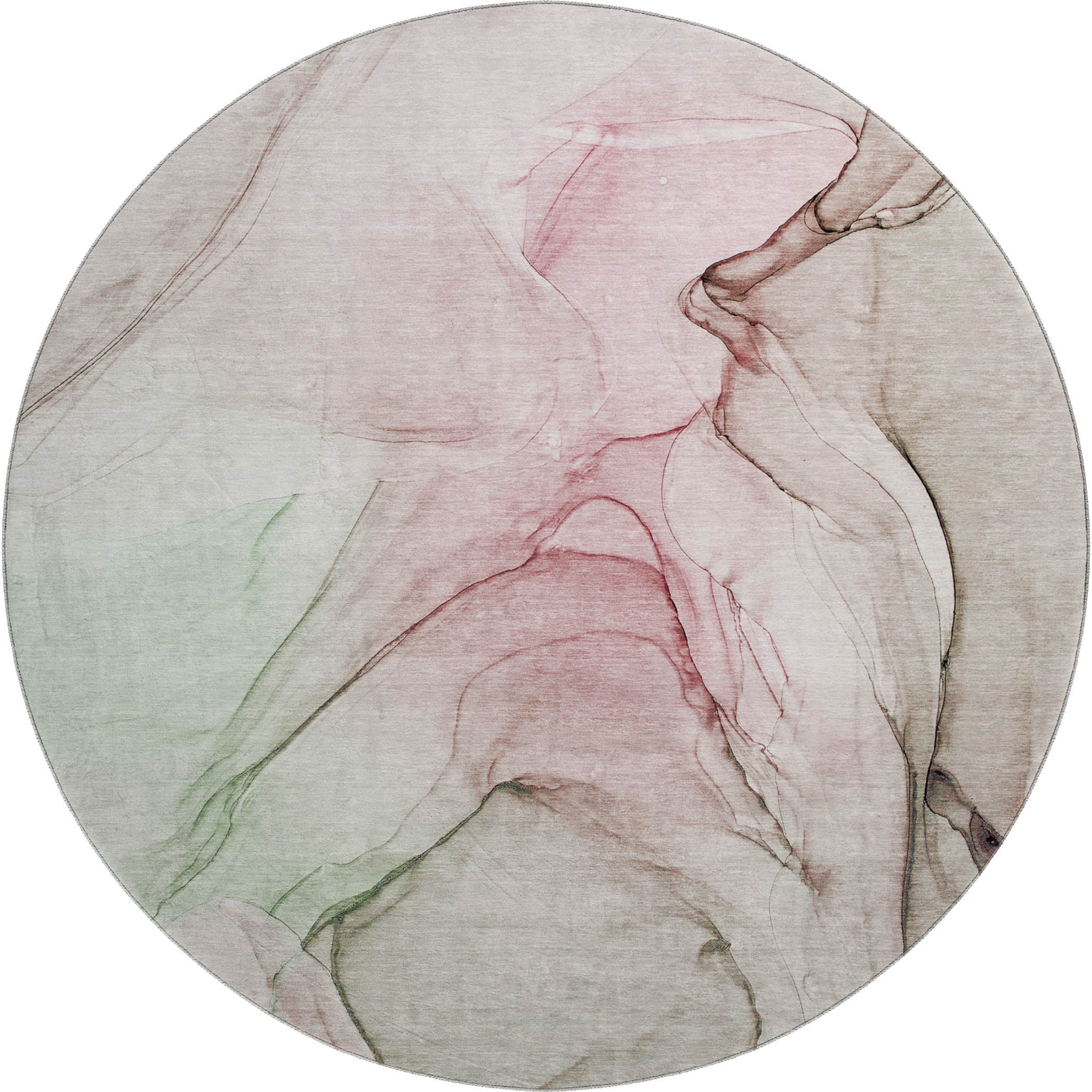 Valletta Machine Washable Transitional Blush Pink Rug 8' x 8' #shape_Round