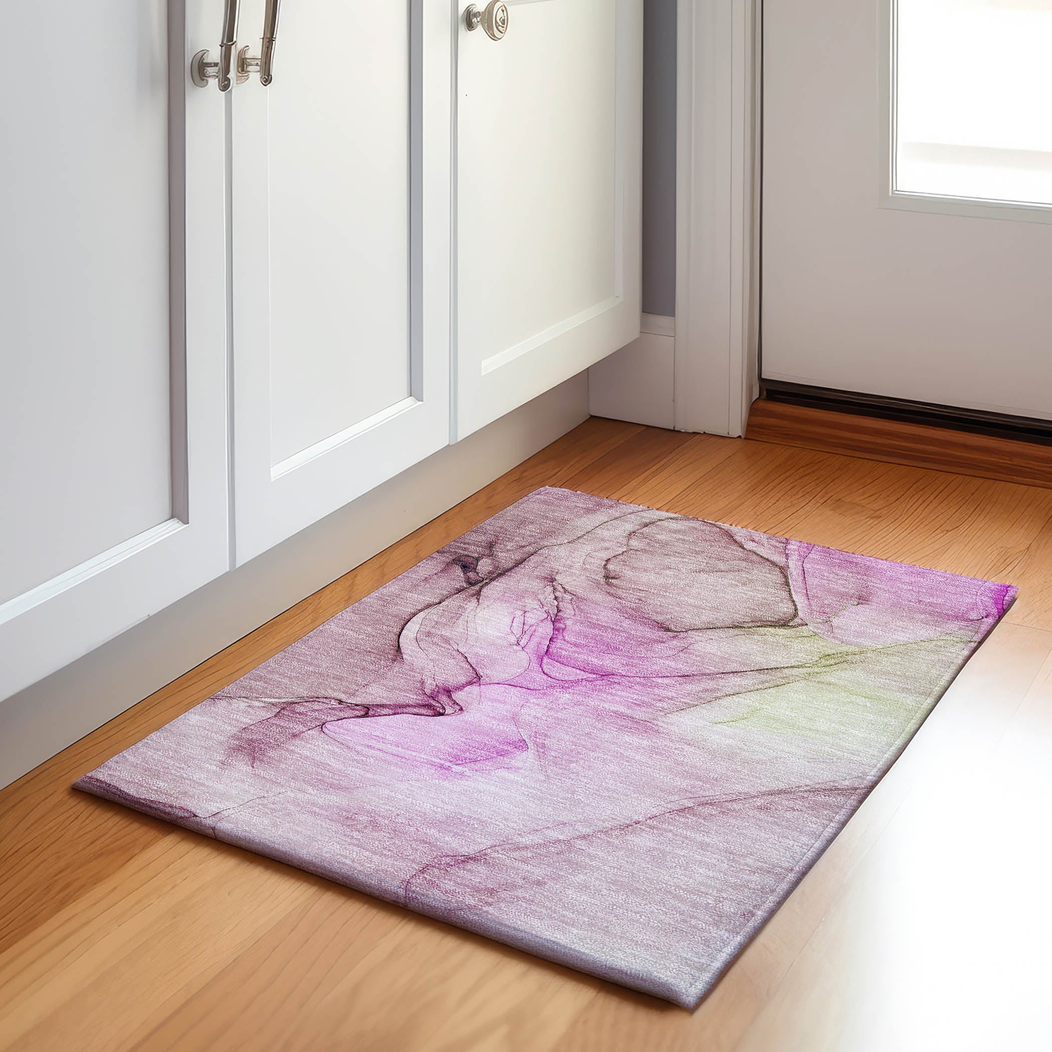 Valletta Machine Washable Transitional Pink Rug 1'8" x 2'6" #shape_Rectangle