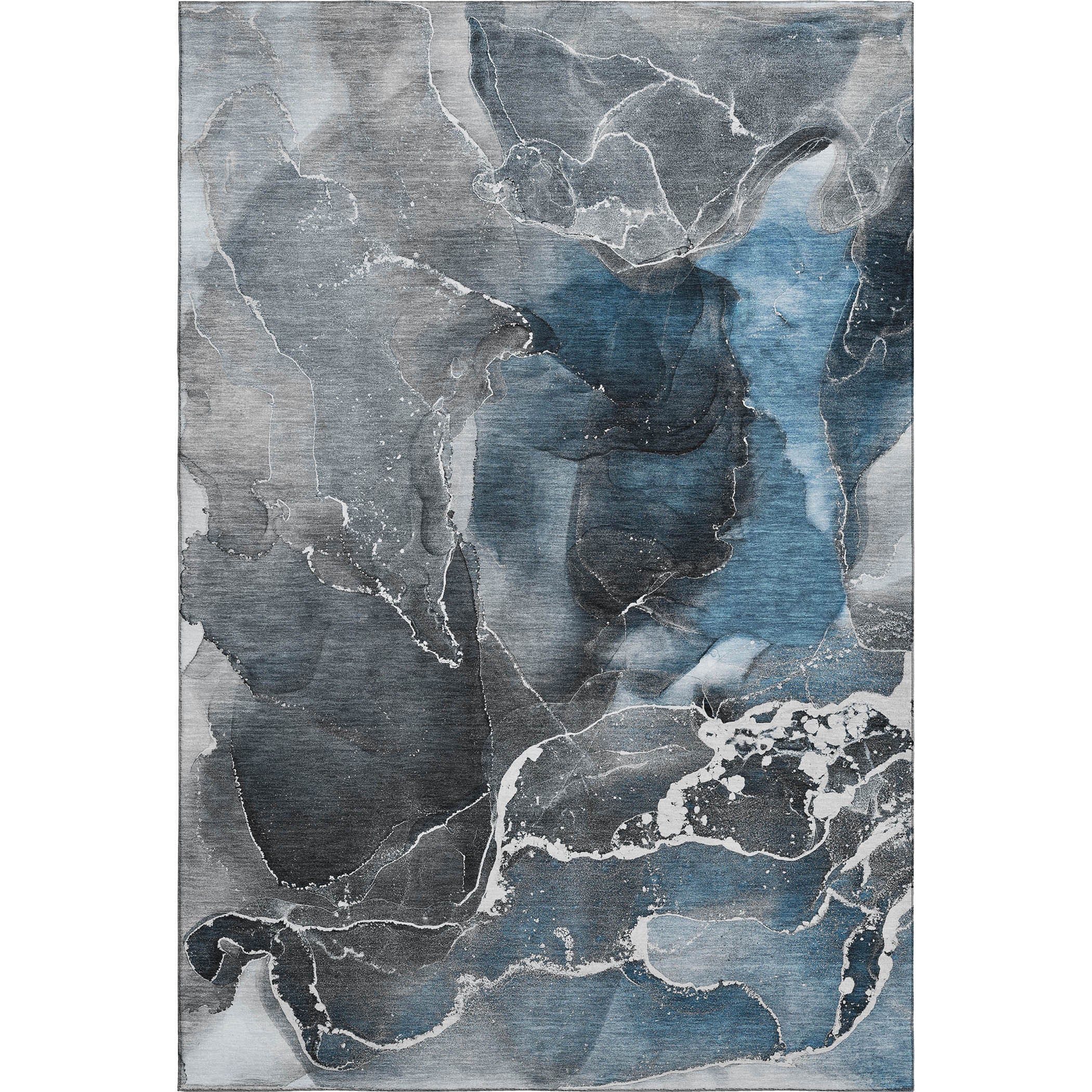 Siena Machine Washable Contemporary Blue Rug 2'6" x 3'10" #shape_Rectangle