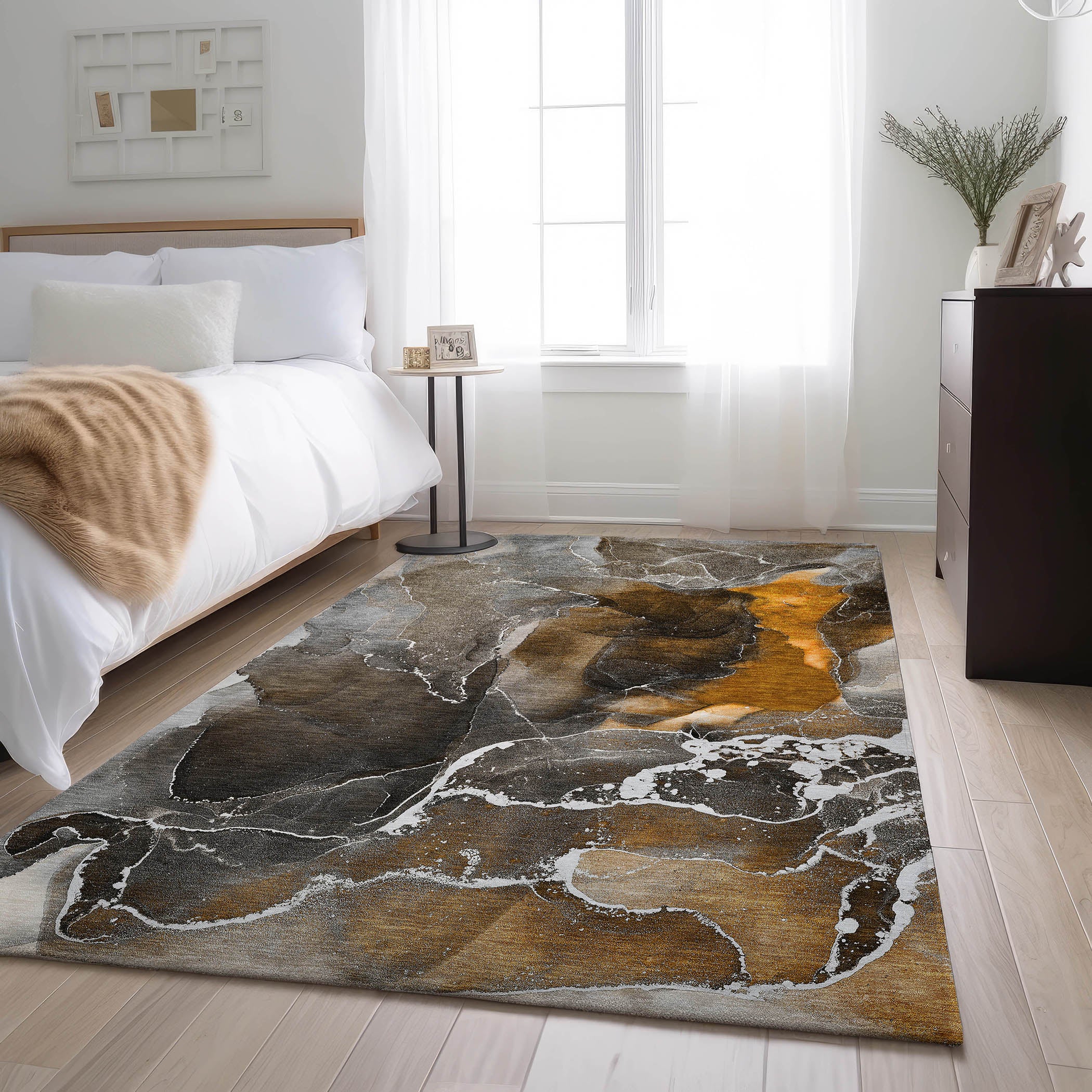 Siena Machine Washable Contemporary Brown Rug 2'6" x 3'10" #shape_Rectangle