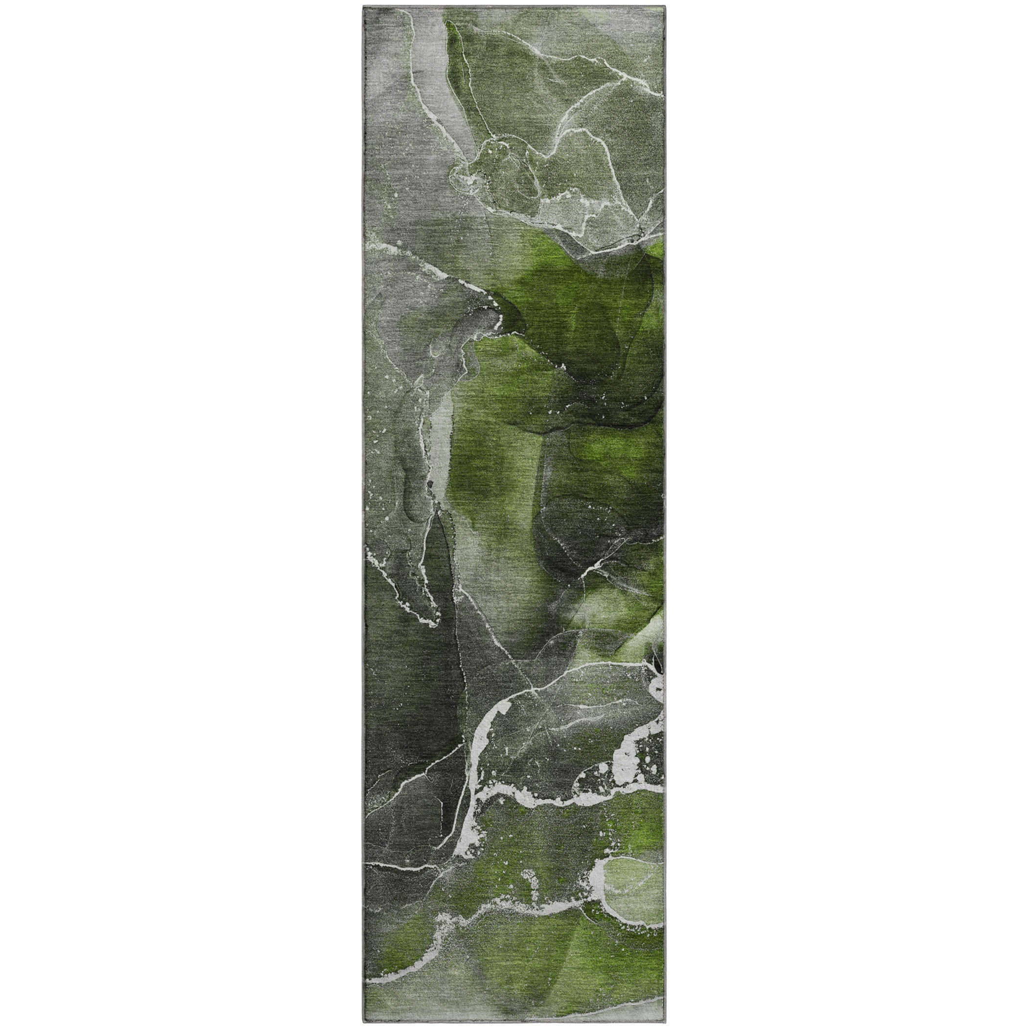 Siena Machine Washable Contemporary Green Rug 2'3" x 7'6" #shape_Runner