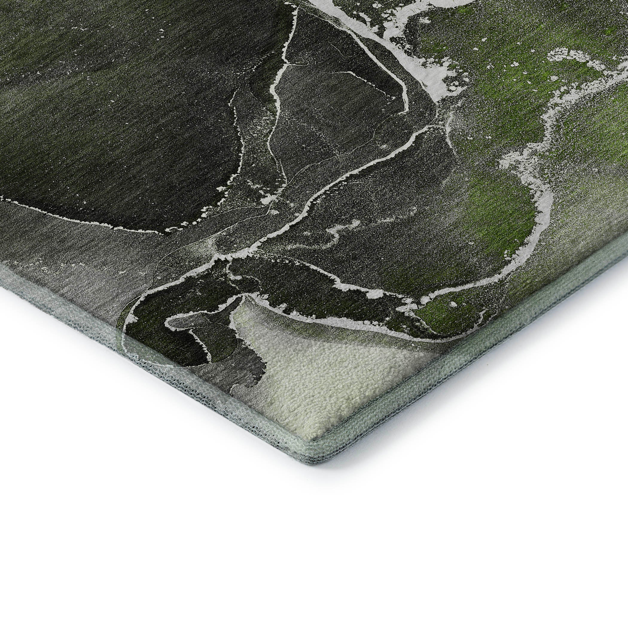 Siena Machine Washable Contemporary Green Rug 1'8" x 2'6" #shape_Rectangle