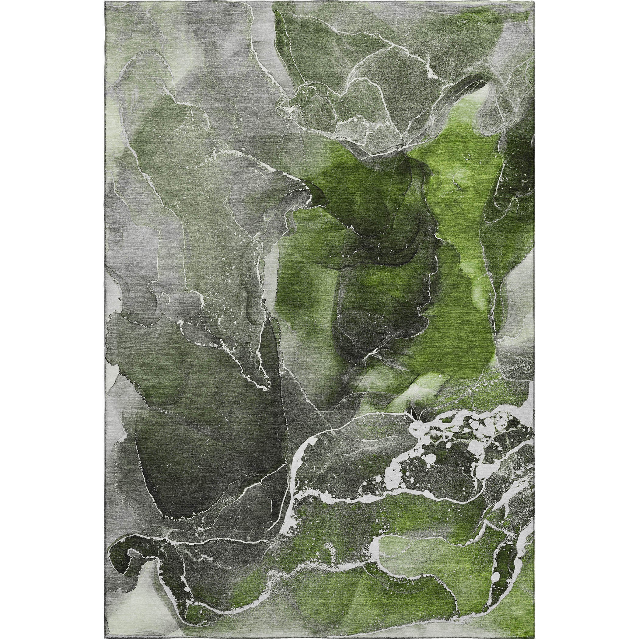 Siena Machine Washable Contemporary Green Rug 2'6" x 3'10" #shape_Rectangle