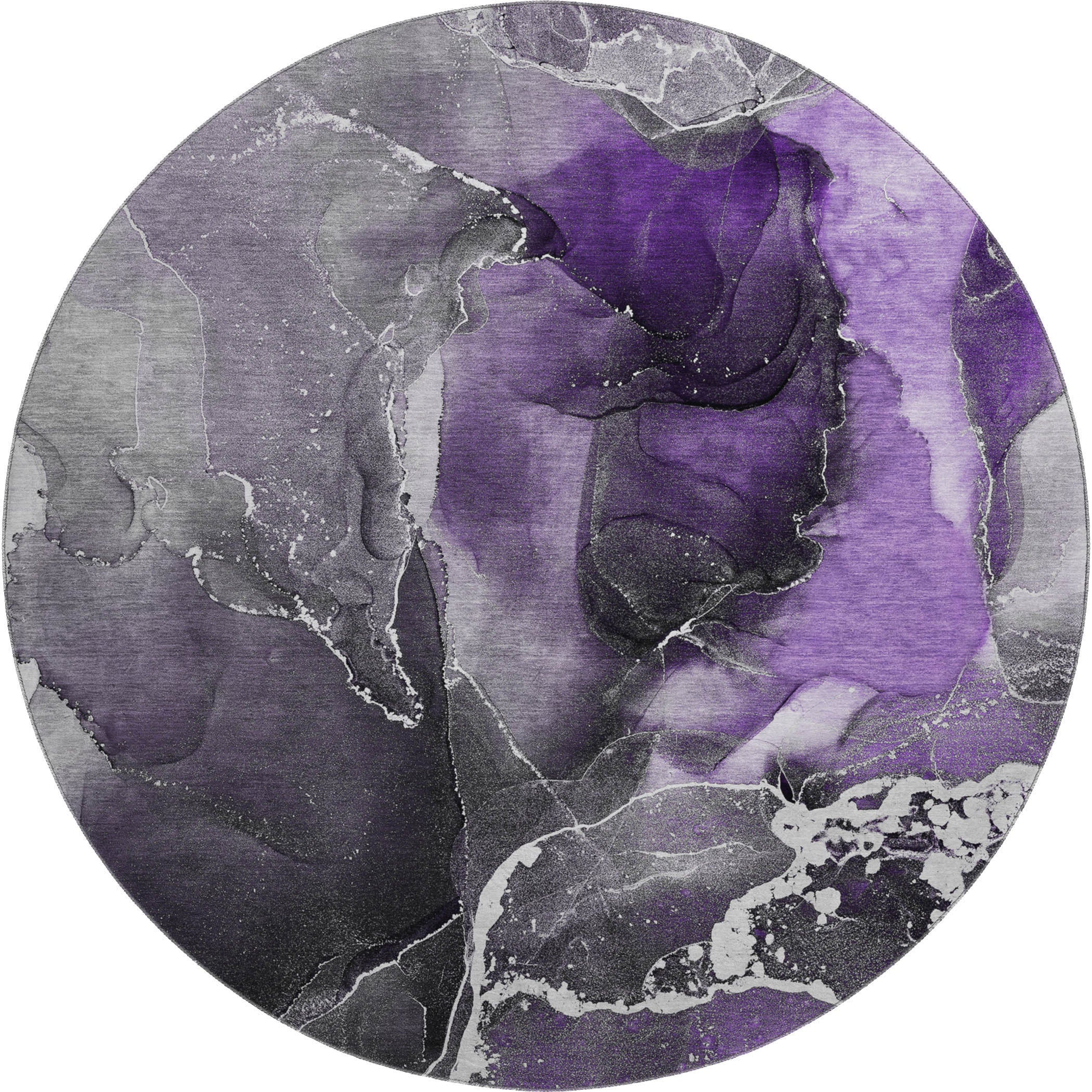 Siena Machine Washable Contemporary Purple Rug 8' x 8' #shape_Round