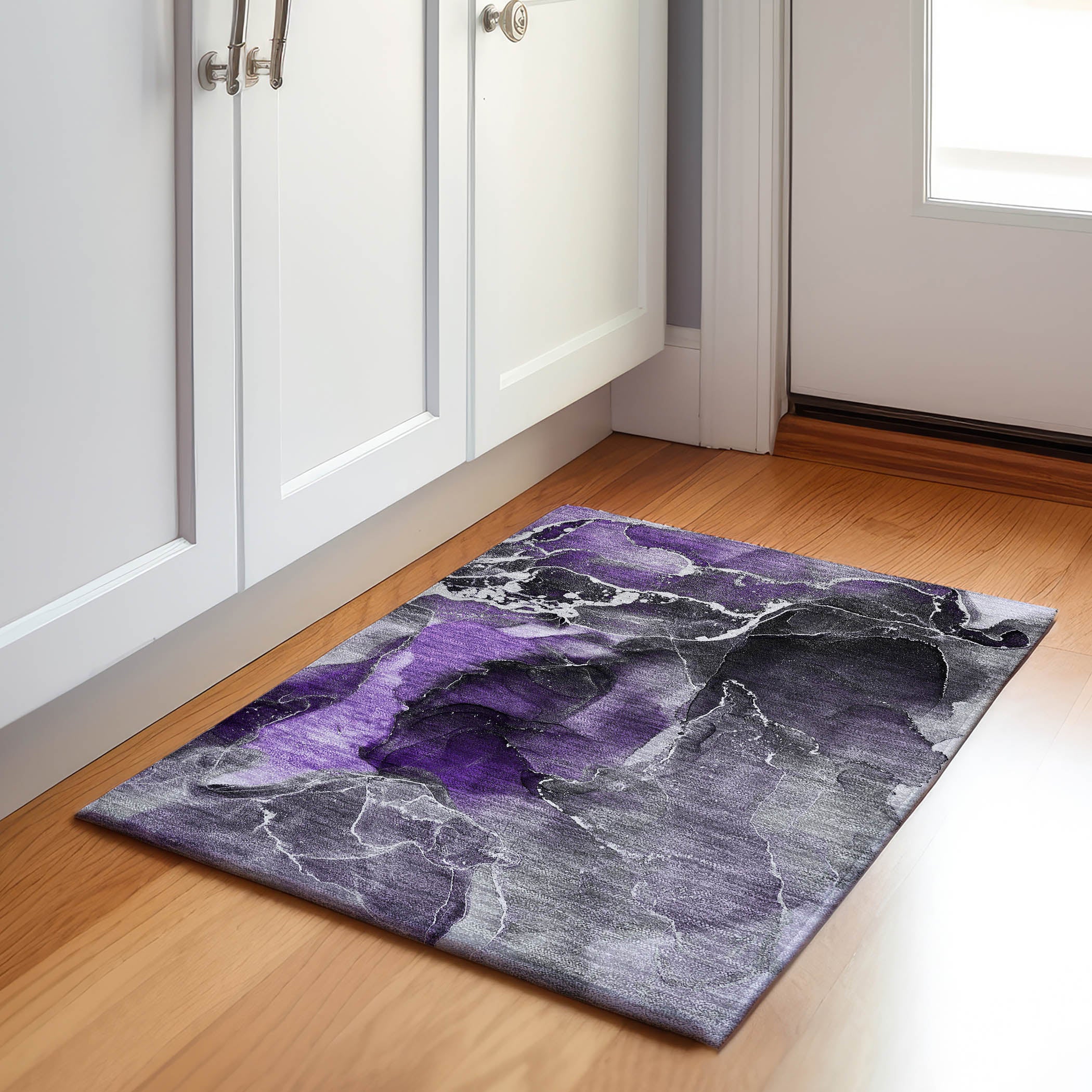 Siena Machine Washable Contemporary Purple Rug 1'8" x 2'6" #shape_Rectangle
