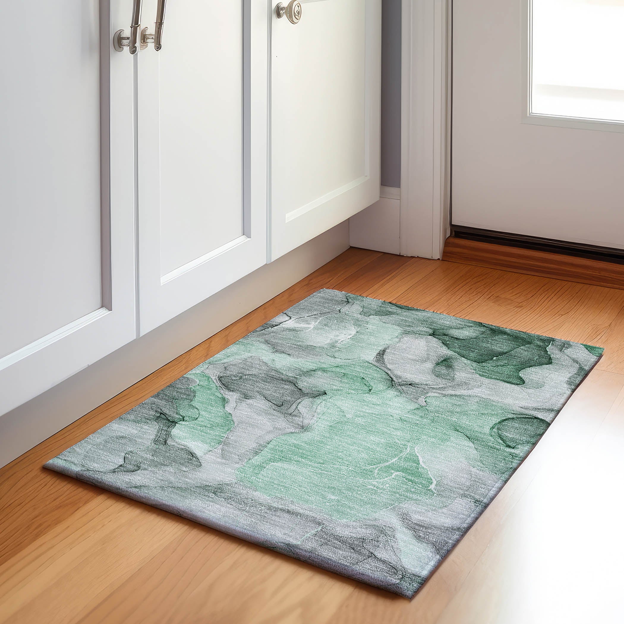 Chiang Mai Machine Washable Transitional Green Rug 1'8" x 2'6" #shape_Rectangle