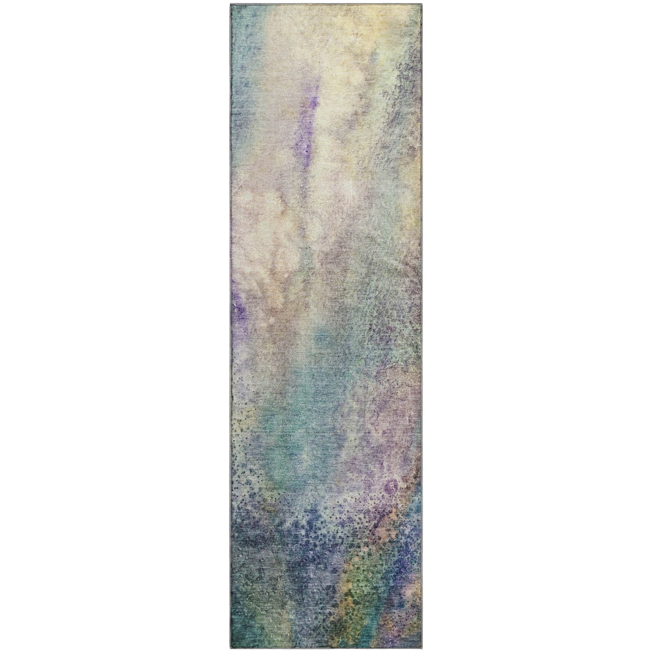 Athens Machine Washable Contemporary Blue Rug 2'3" x 7'6" #shape_Runner