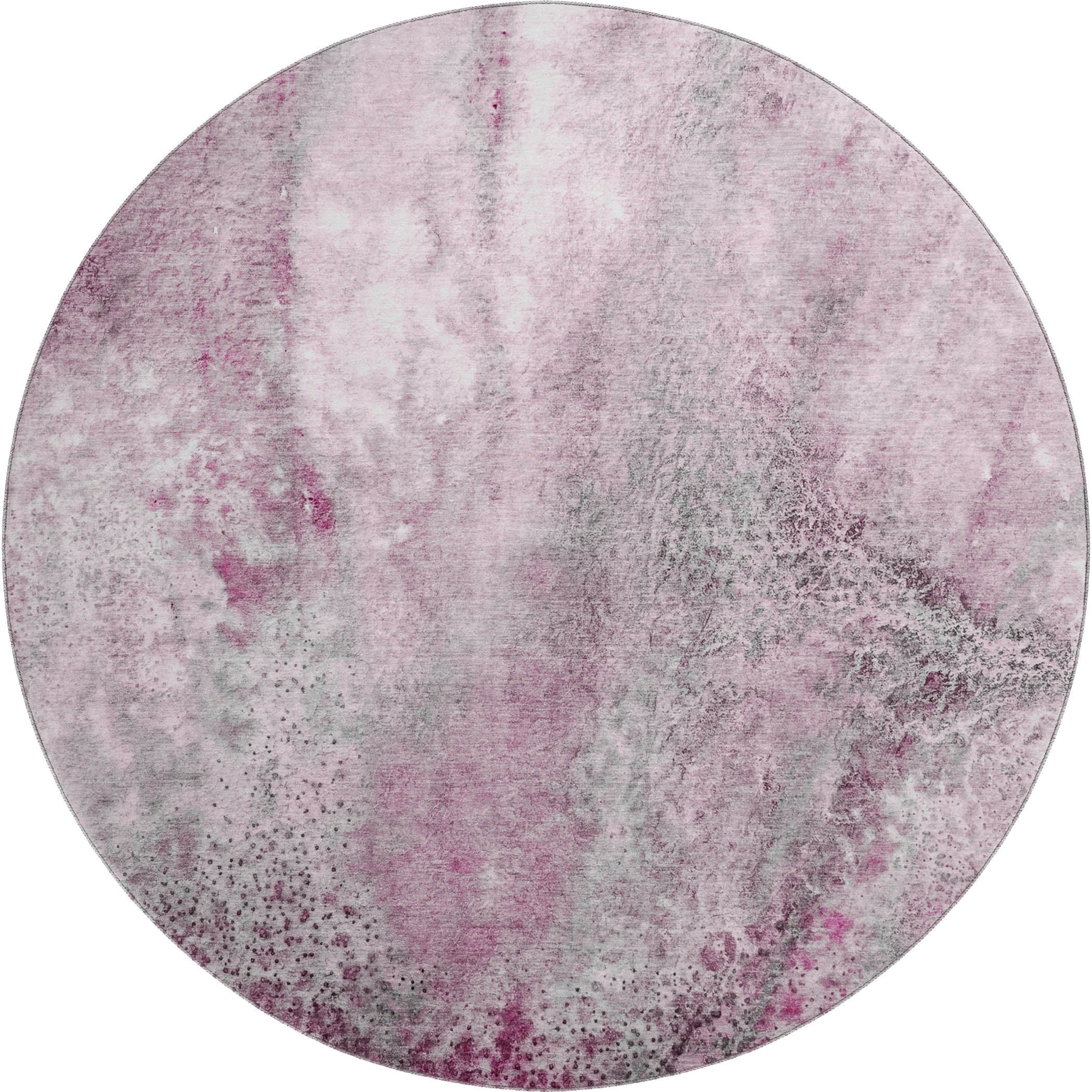Athens Machine Washable Contemporary Pink Rug 8' x 8' #shape_Round