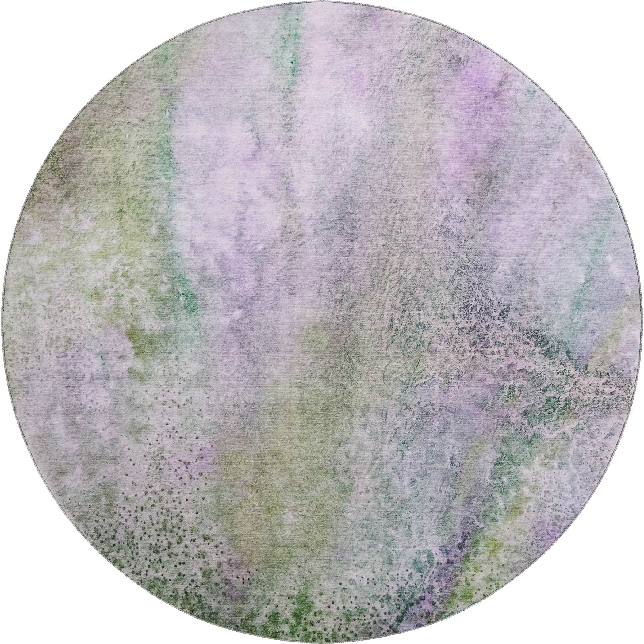 Athens Machine Washable Contemporary Purple Rug 8' x 8' #shape_Round