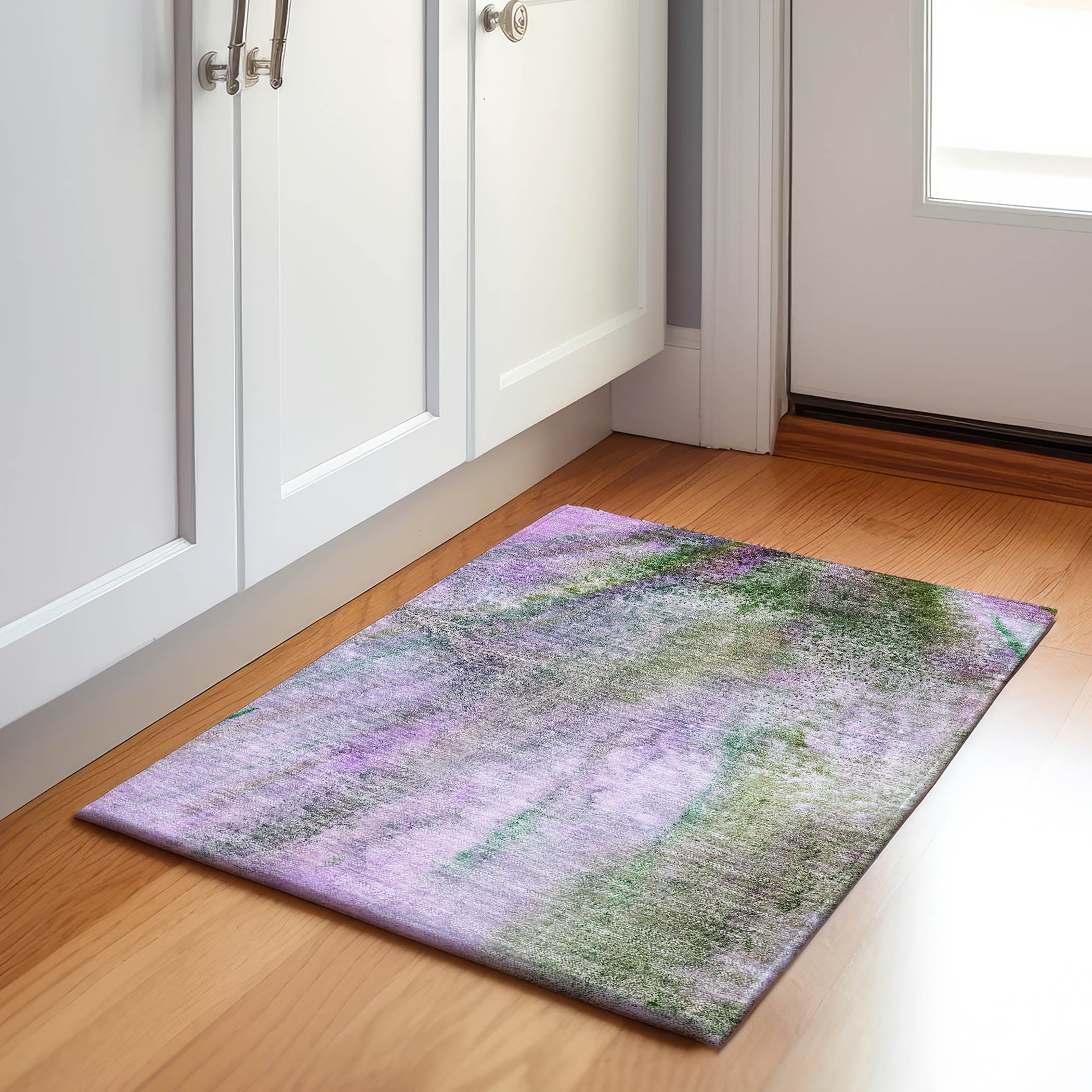 Athens Machine Washable Contemporary Purple Rug 1'8" x 2'6" #shape_Rectangle